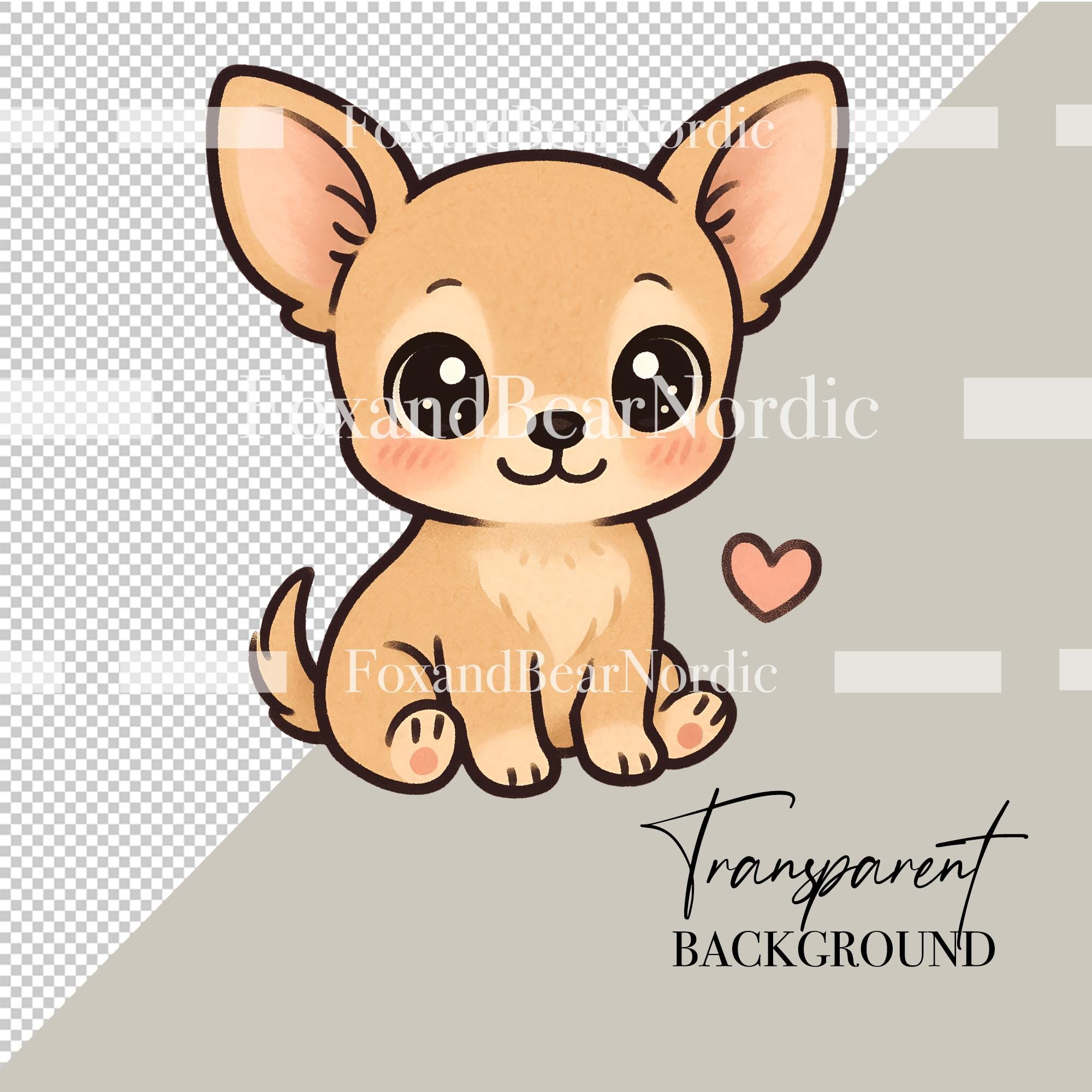 Kawaii Chihuahua Clipart PNG | Cute Dog Stickers | 18 Pastel Puppy Images | Cartoon Chihuahua PNG | Digital Clipart Commercial Use image 3