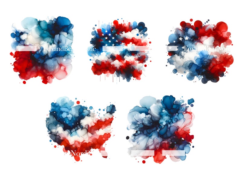 Watercolor Splashes Background PNG Fourth 4th of July PNG American Flag ...