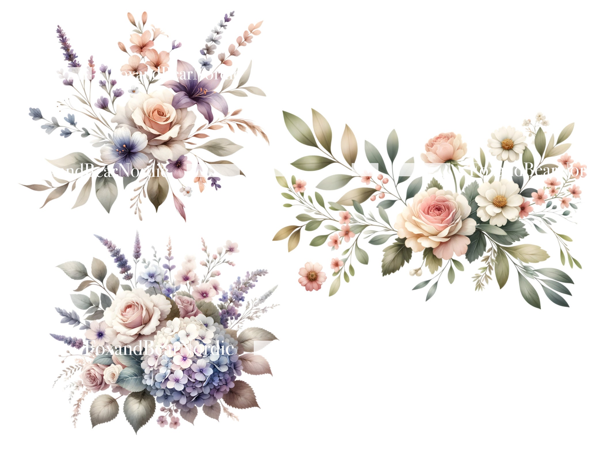 Watercolor Floral Clipart Wedding Clipart Watercolor Hydrangea Clipart Floral Graphics Commercial Use Watercolor Clip Art Digital Download image 4