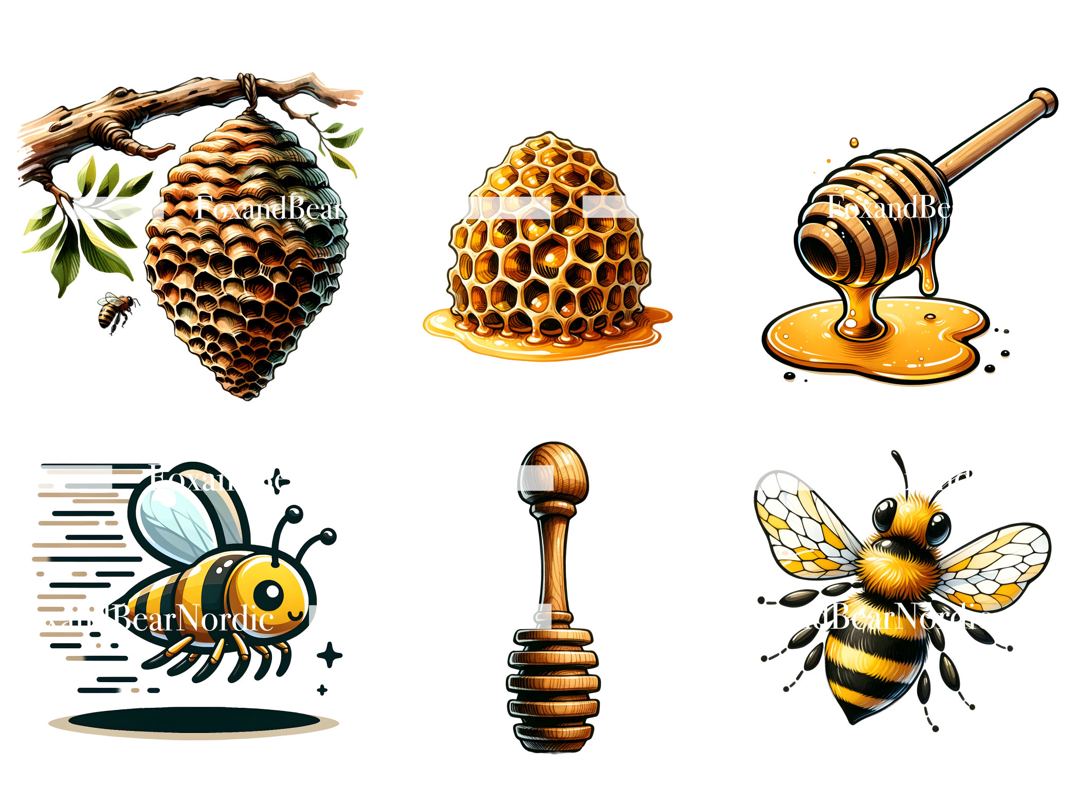 Watercolor Honey Bee Clipart Beehive Clipart Queen Bee PNG Spring Summer Clipart Watercolor Clipart Watercolor Clip Art Commercial Use image 8