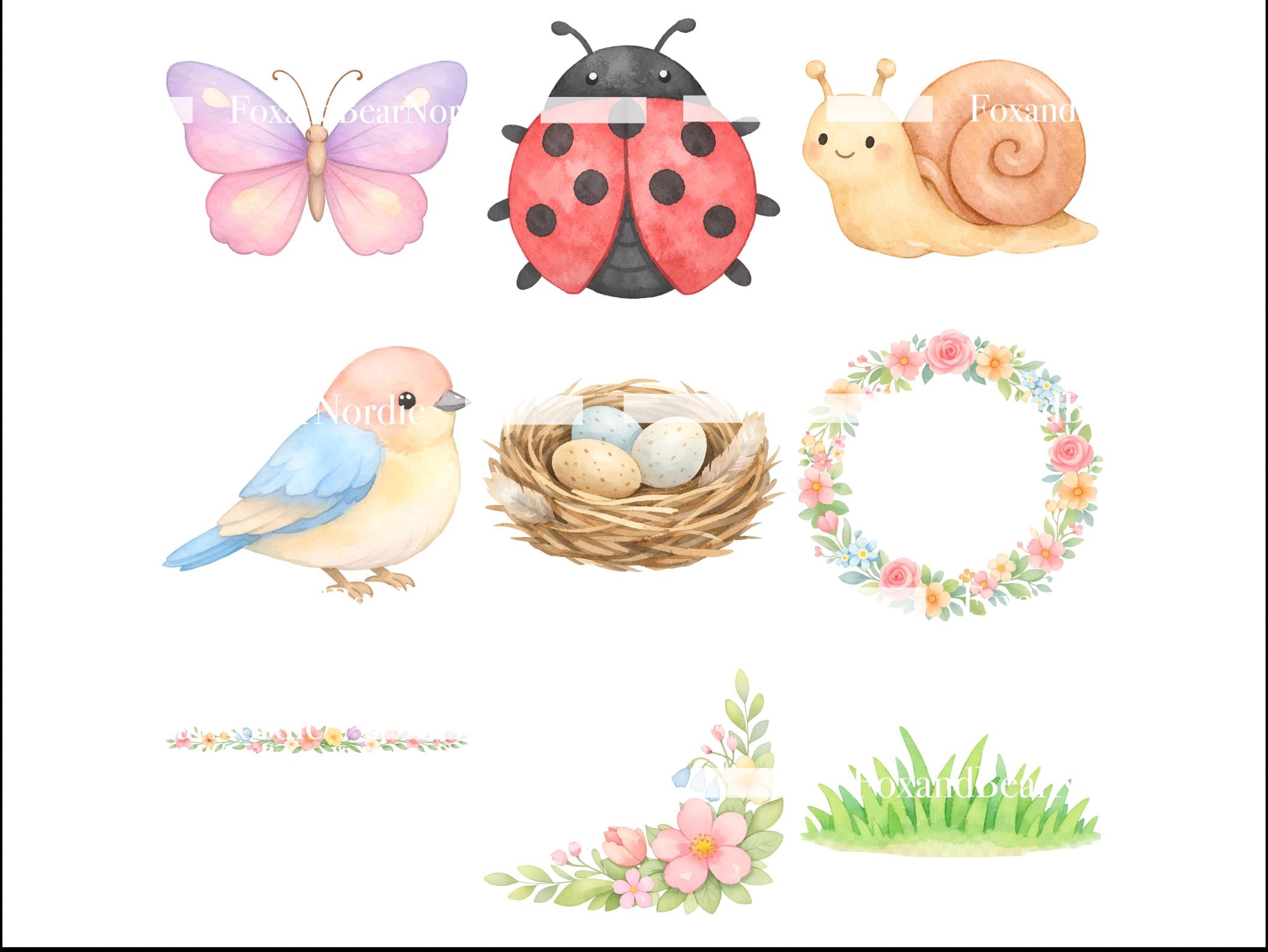 Spring Gardening Watercolor Clipart Bundle: Greenhouse, Flowers, Plants (72 PNG Files) image 9
