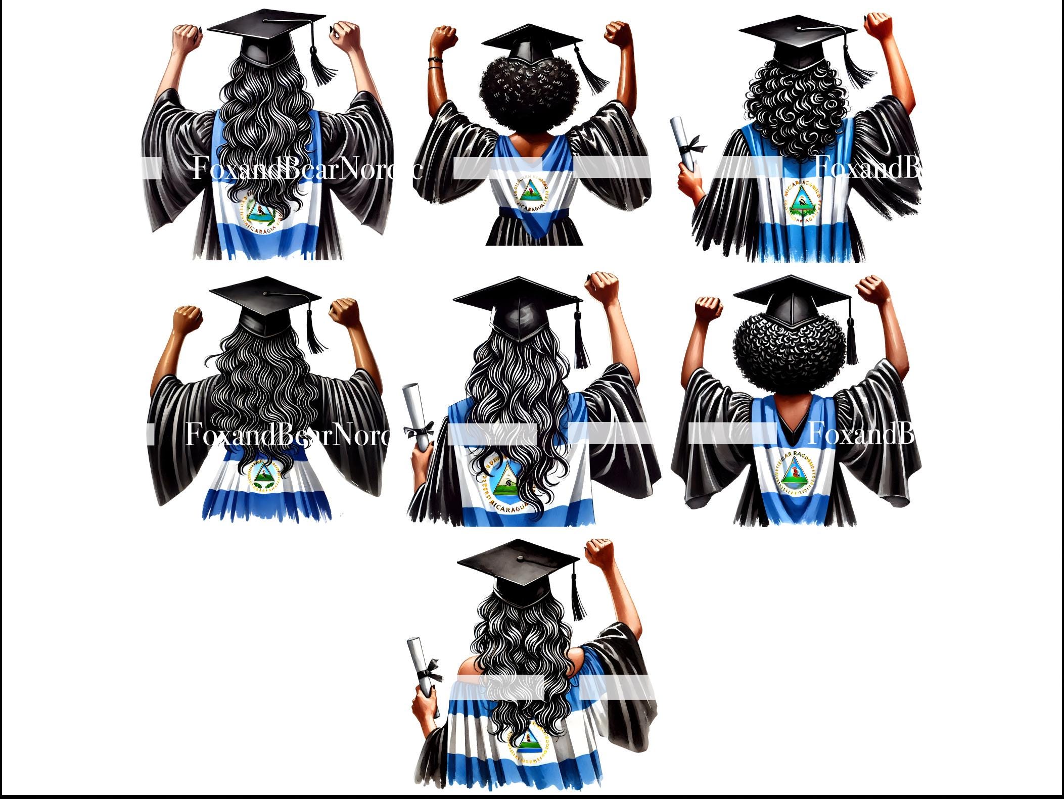 Nicaraguan Graduation PNG Graduation Clipart Graduation Girl PNG Clipart for Graduation Cap Topper Nicaragua Flag Latina Graduation 2026 image 5