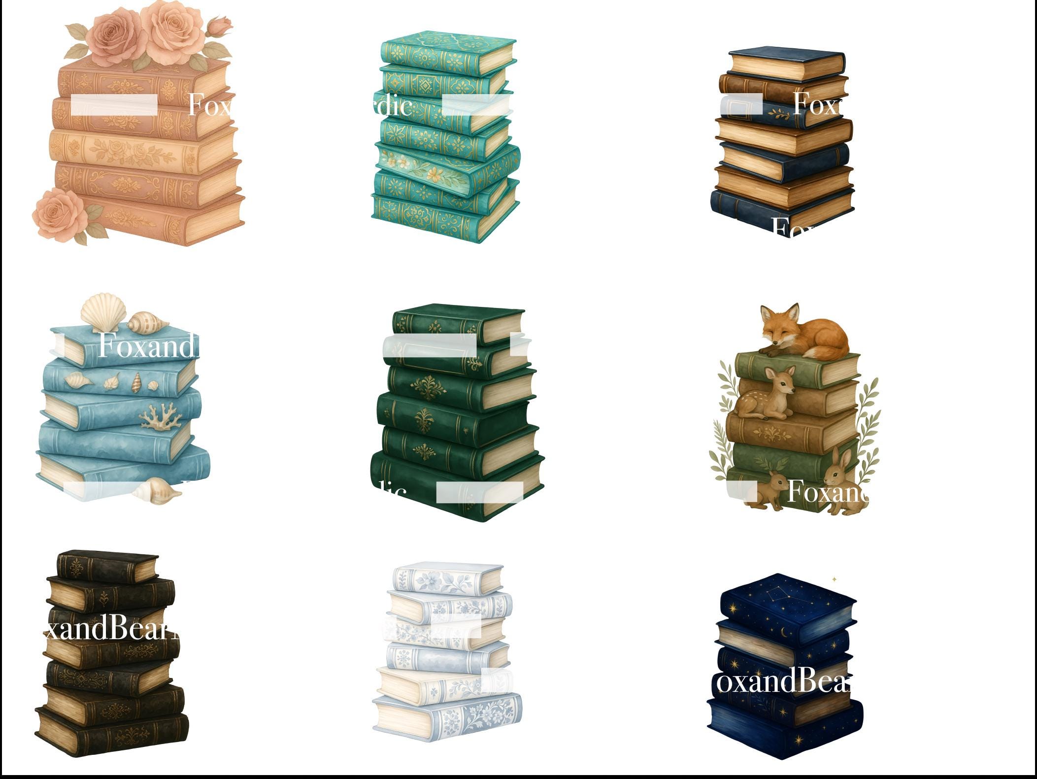 Vintage & Dark Academia Book Stack Clipart | Antique Books PNG, Old Library Books, Classic Book Stacks, Gothic Academia Clip Art image 5
