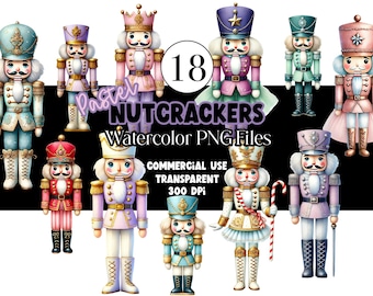 Pastel Nutcracker Clipart PNG Bundle Pink Nutcracker Soldier Christmas Ballet Clip Art Watercolor Nutcracker Decor Fairytale Holiday PNG