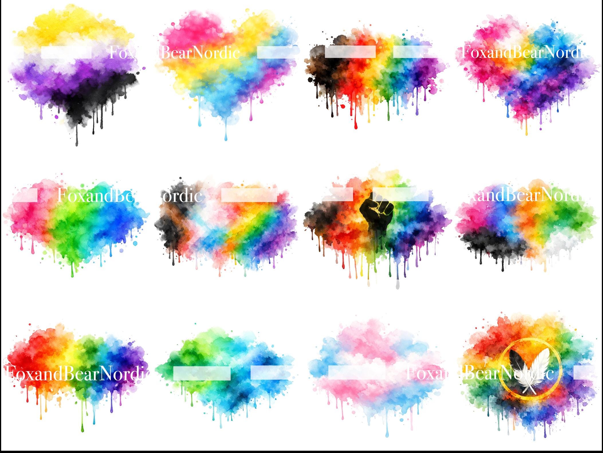 Pride Flag Watercolor Clipart Bundle (27 PNG Files, Commercial Use) image 4