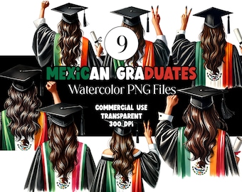 Mexican Graduation PNG Graduation Clipart Graduation Girl PNG Clipart for Mexican  Graduation Cap Topper Mexican Flag Latina Commercial Use