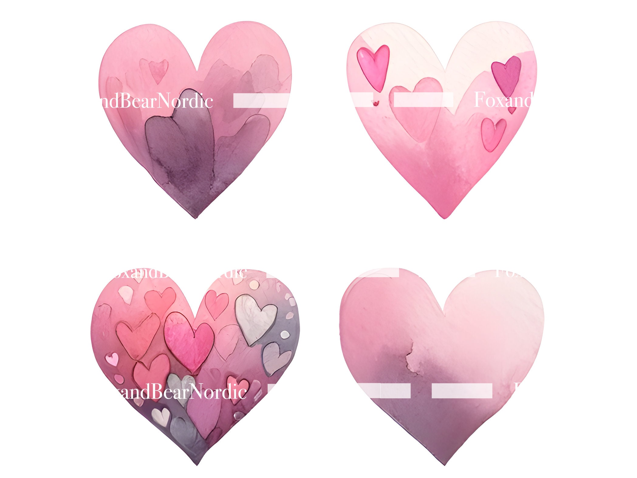 Watercolor Heart Clipart Heart PNG Valentines PNG Watercolor Clipart Watercolor Clip Art Digital Stickers Instant Download Commercial Use image 8