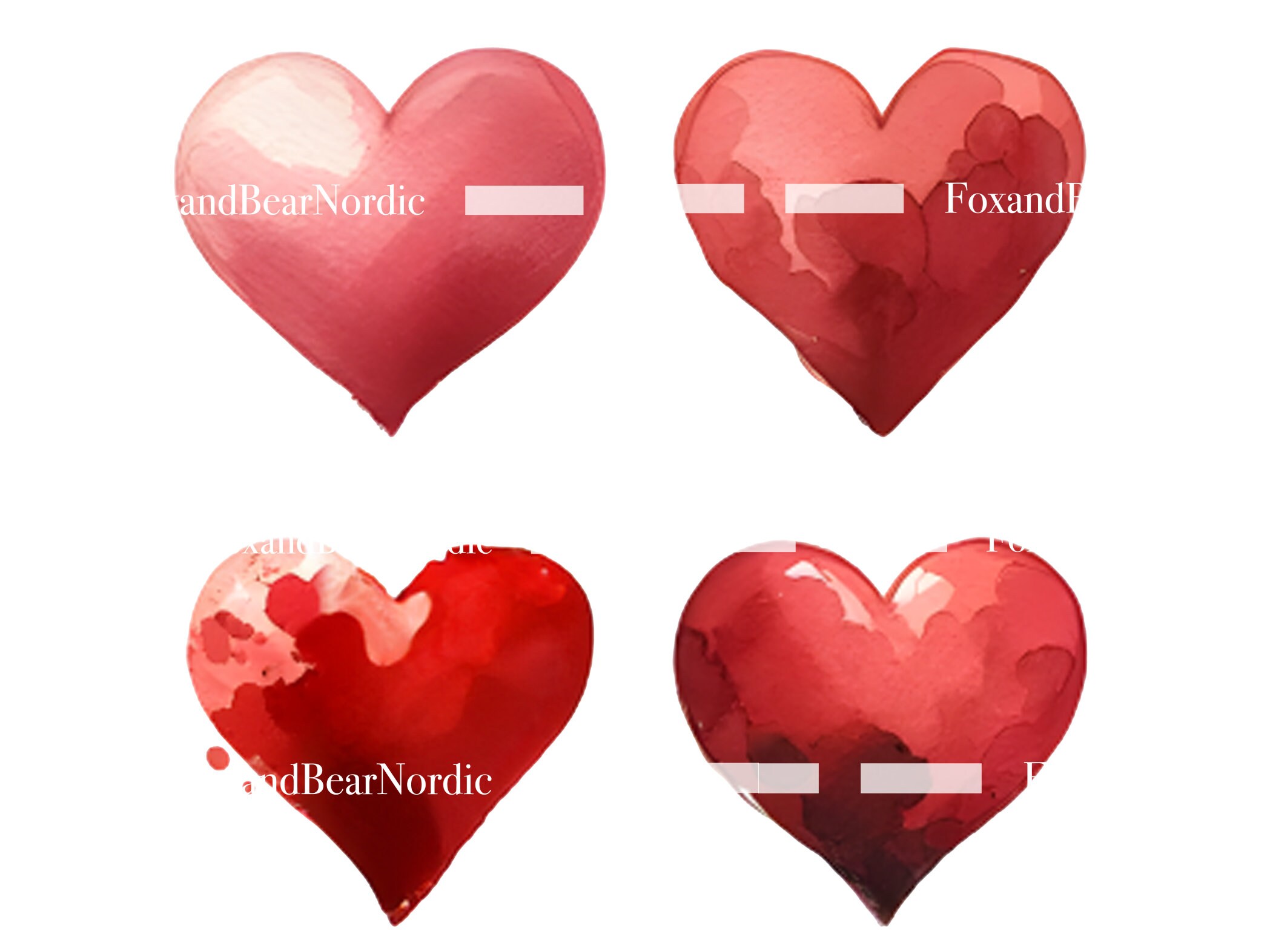 Watercolor Heart Clipart Heart PNG Valentines PNG Watercolor Clipart Watercolor Clip Art Digital Stickers Instant Download Commercial Use image 5