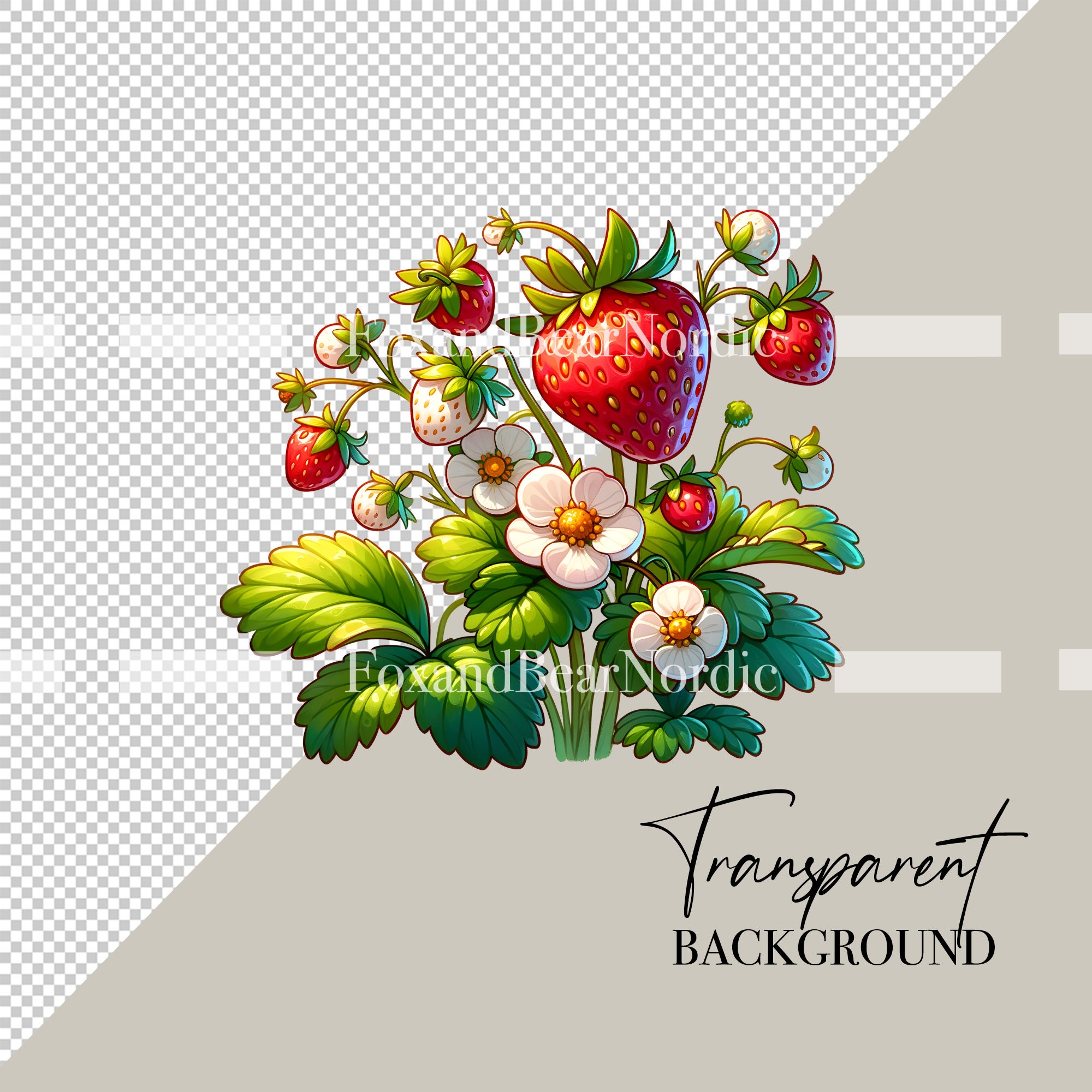 Watercolor Strawberry Clipart Summer Clipart Food Ice Cream Clipart Strawberry PNG Watercolor Clipart Watercolor Clip Art Commercial Use image 3