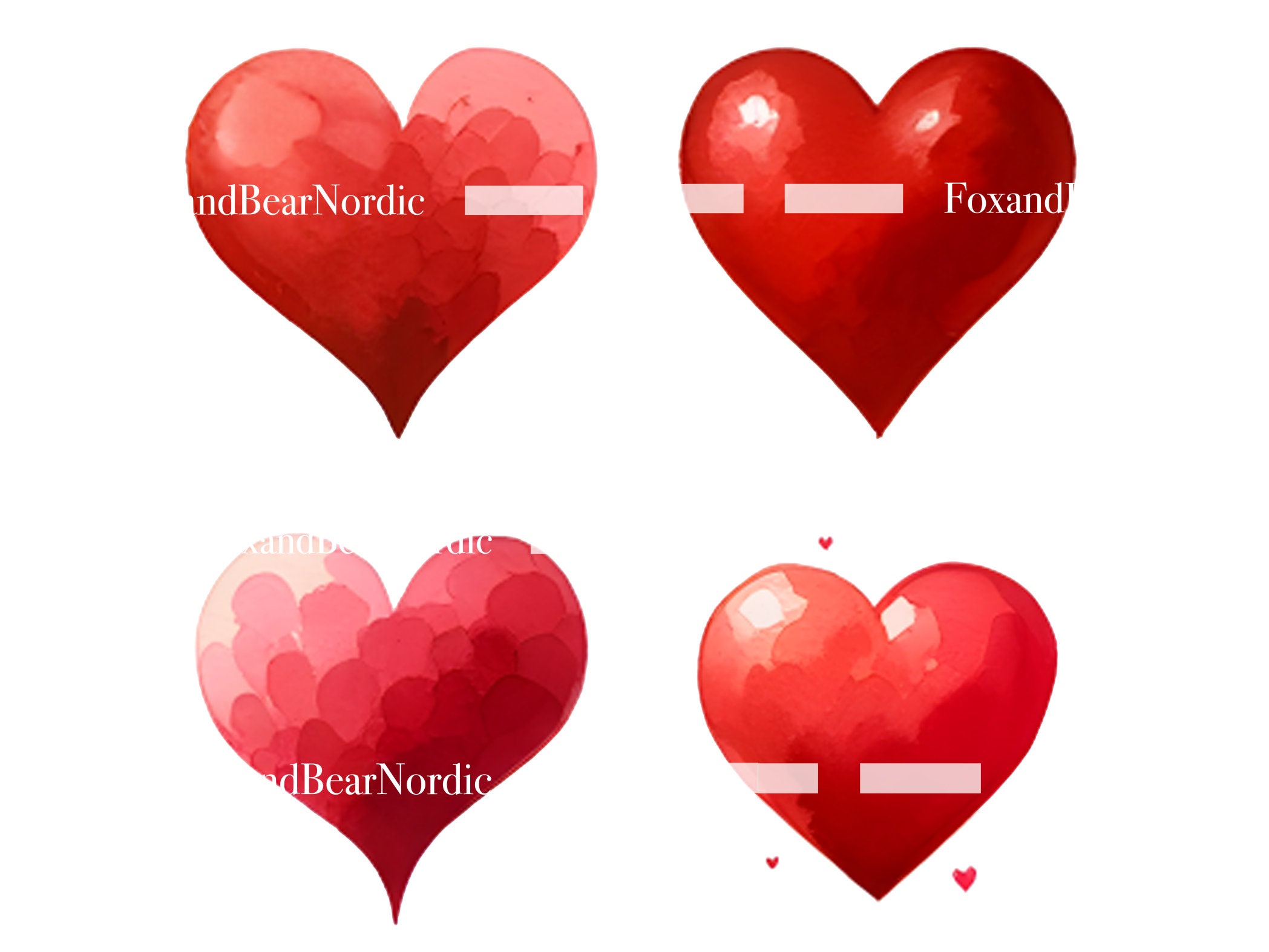 Watercolor Heart Clipart Heart PNG Valentines PNG Watercolor Clipart Watercolor Clip Art Digital Stickers Instant Download Commercial Use image 4