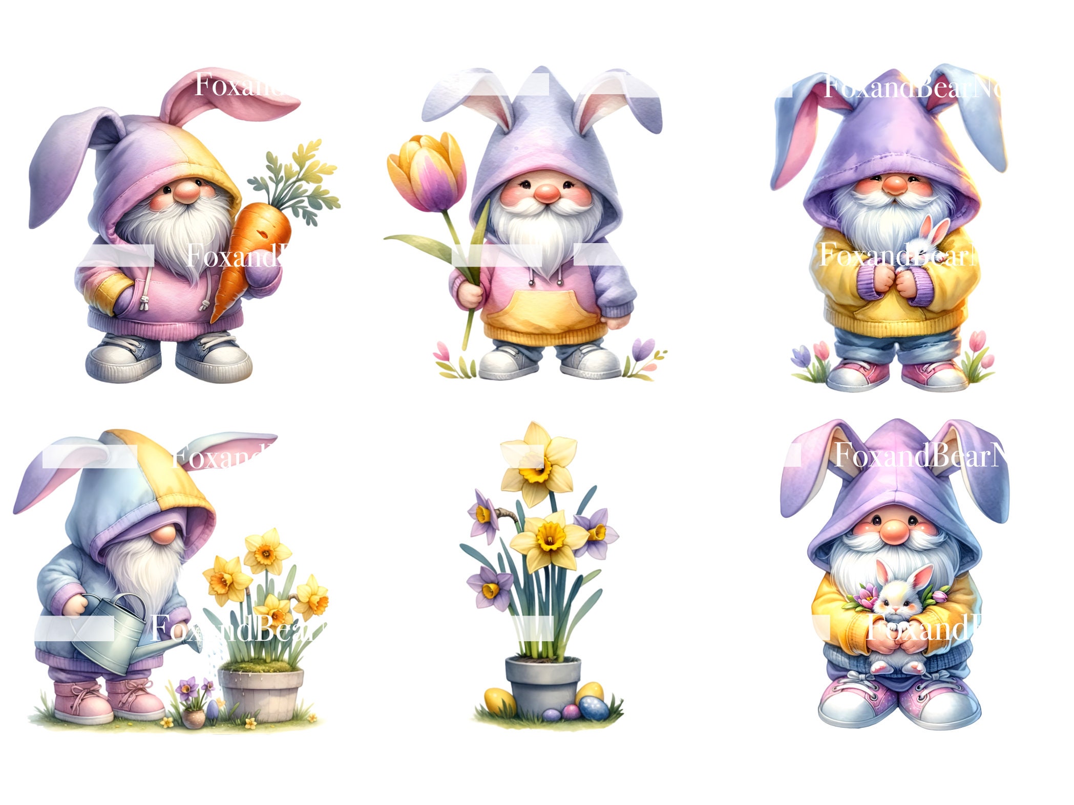 Watercolor Easter Gnomes Clipart PNG Gnome Clip Art Pastel Easter PNG Watercolor Clipart Commercial Use Watercolor Clip Art Digital Download image 8