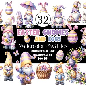 Aquarell Ostern Zwerge Clipart PNG Gnome Clip Art Pastell Ostern PNG Aquarell Clipart Kommerzielle Nutzung Aquarell Clip Art Digitaler Download