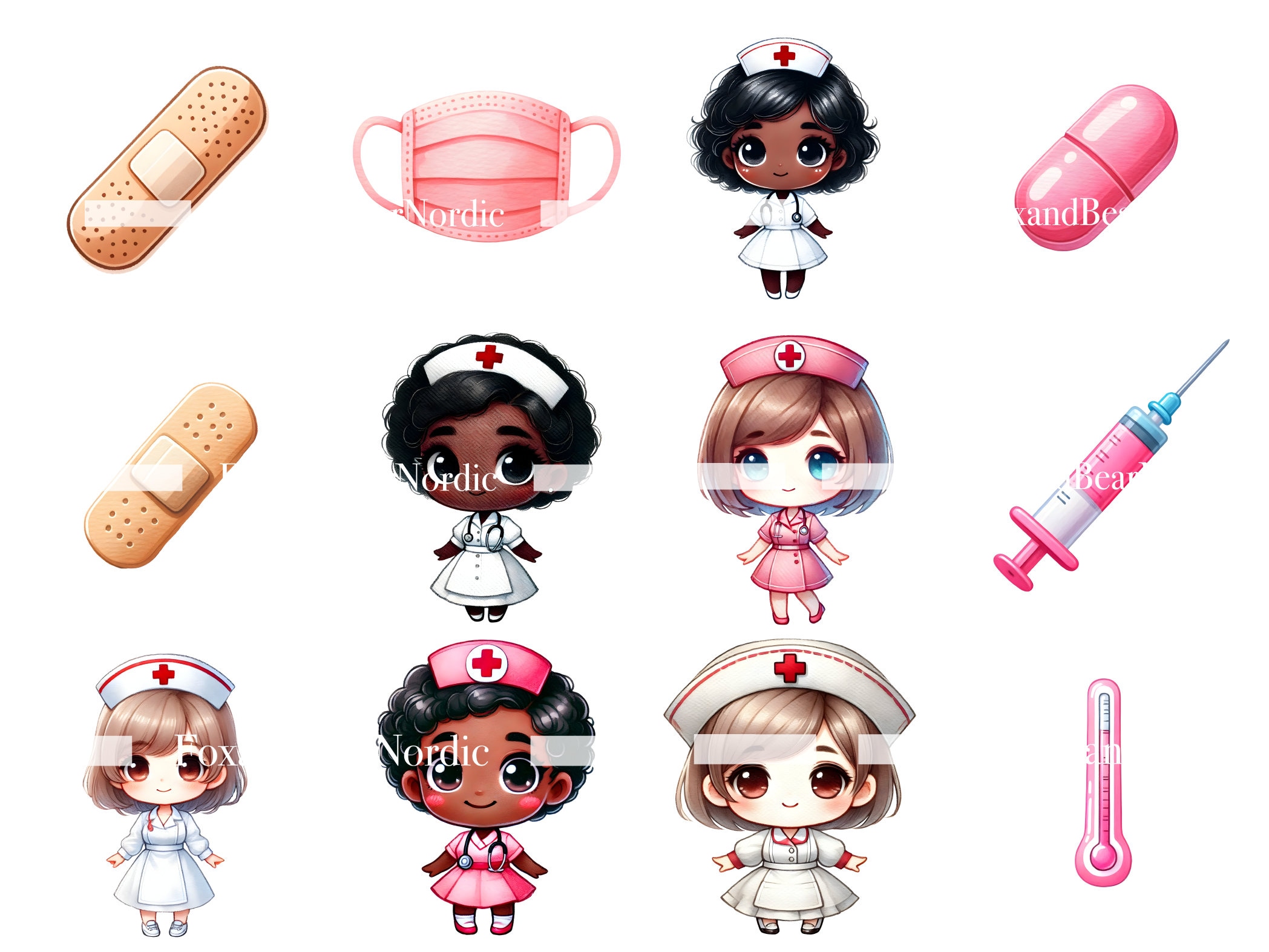 RN Nurse PNG Chibi Clipart Kawaii Chibi Doll Nurse Clipart Black Girl Clipart Nurse Planner Black Nurses Nurse Graphics Cute Commercial Use image 6