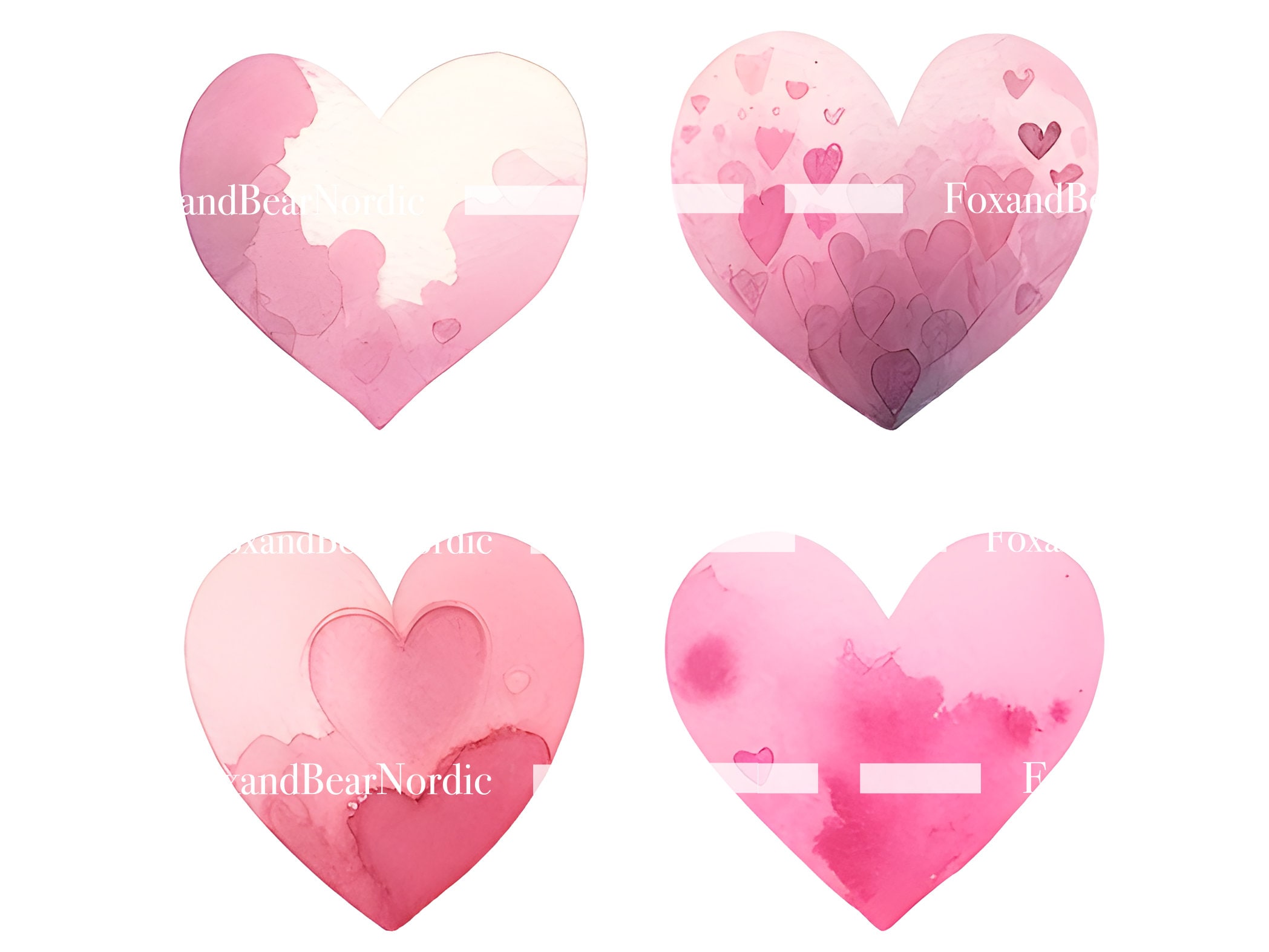 Watercolor Heart Clipart Heart PNG Valentines PNG Watercolor Clipart Watercolor Clip Art Digital Stickers Instant Download Commercial Use image 7