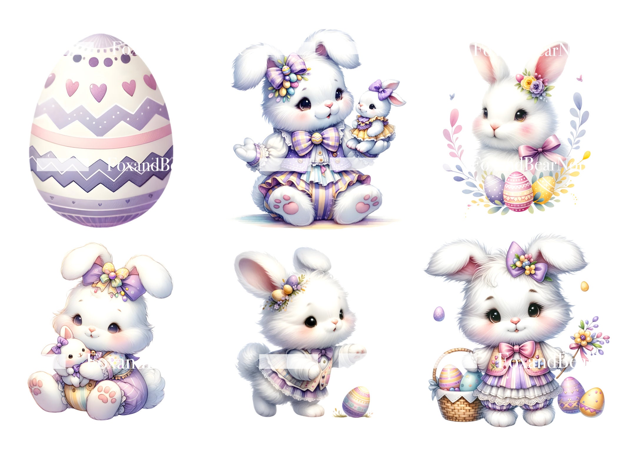 Watercolor Easter Bunny PNG Rabbit Bunny Clipart Pastel Easter PNG Watercolor Clipart Watercolor Clip Art Commercial Use Digital Download image 4