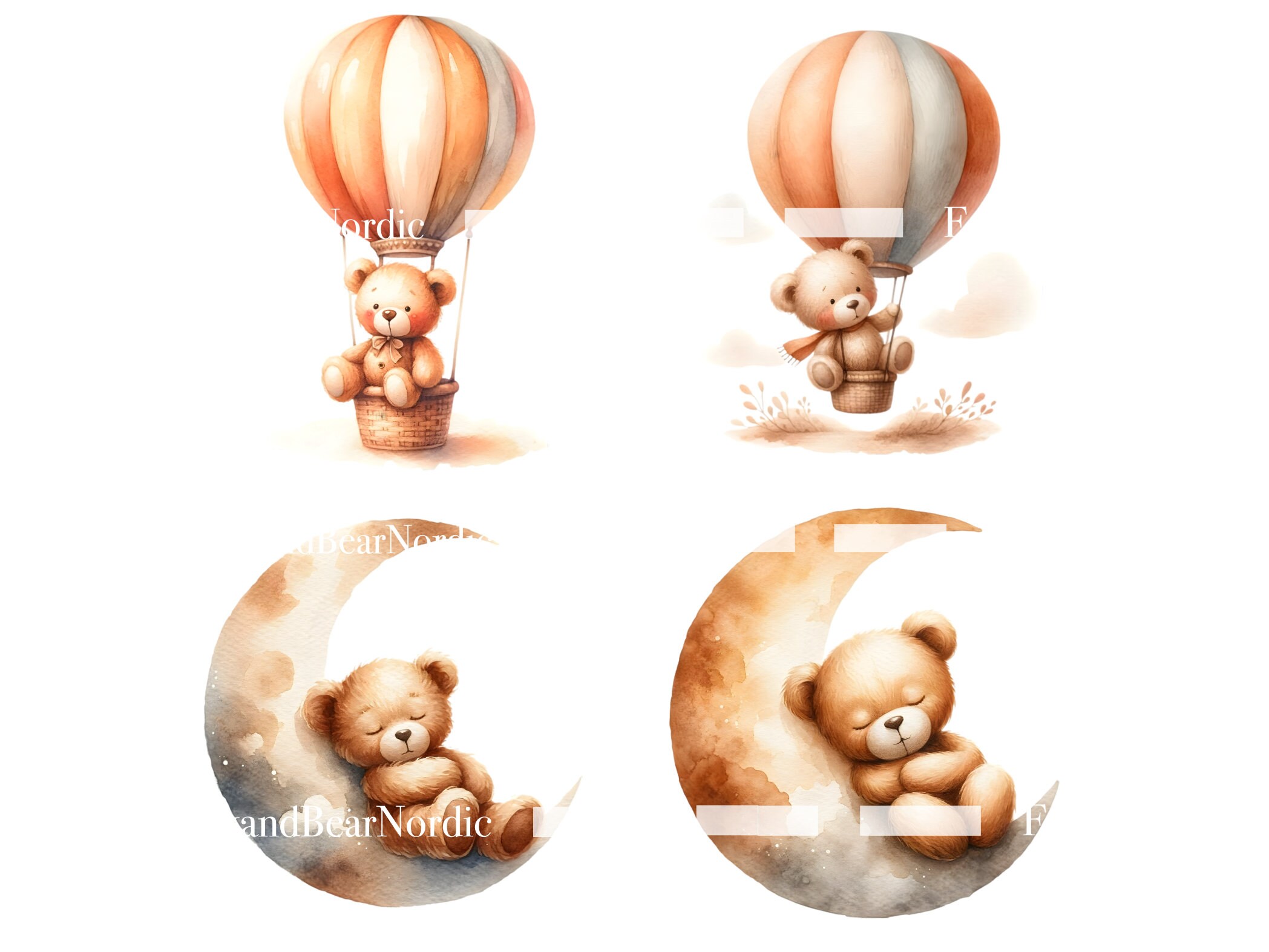 Watercolor Teddy Bear Clipart Cute Teddy Bear Clip Art Teddy Bear PNG Watercolor Clipart Watercolor Clip Art Commercial Use Instant Download image 5