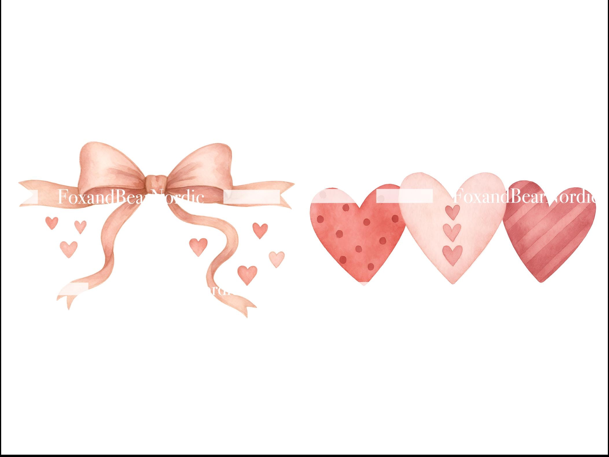 Watercolor Valentine’s Clipart PNG Bundle | Valentine Romantic Hearts, Roses, Envelopes & Love Letters | Vintage Pink Floral PNG | 300 DPI image 6