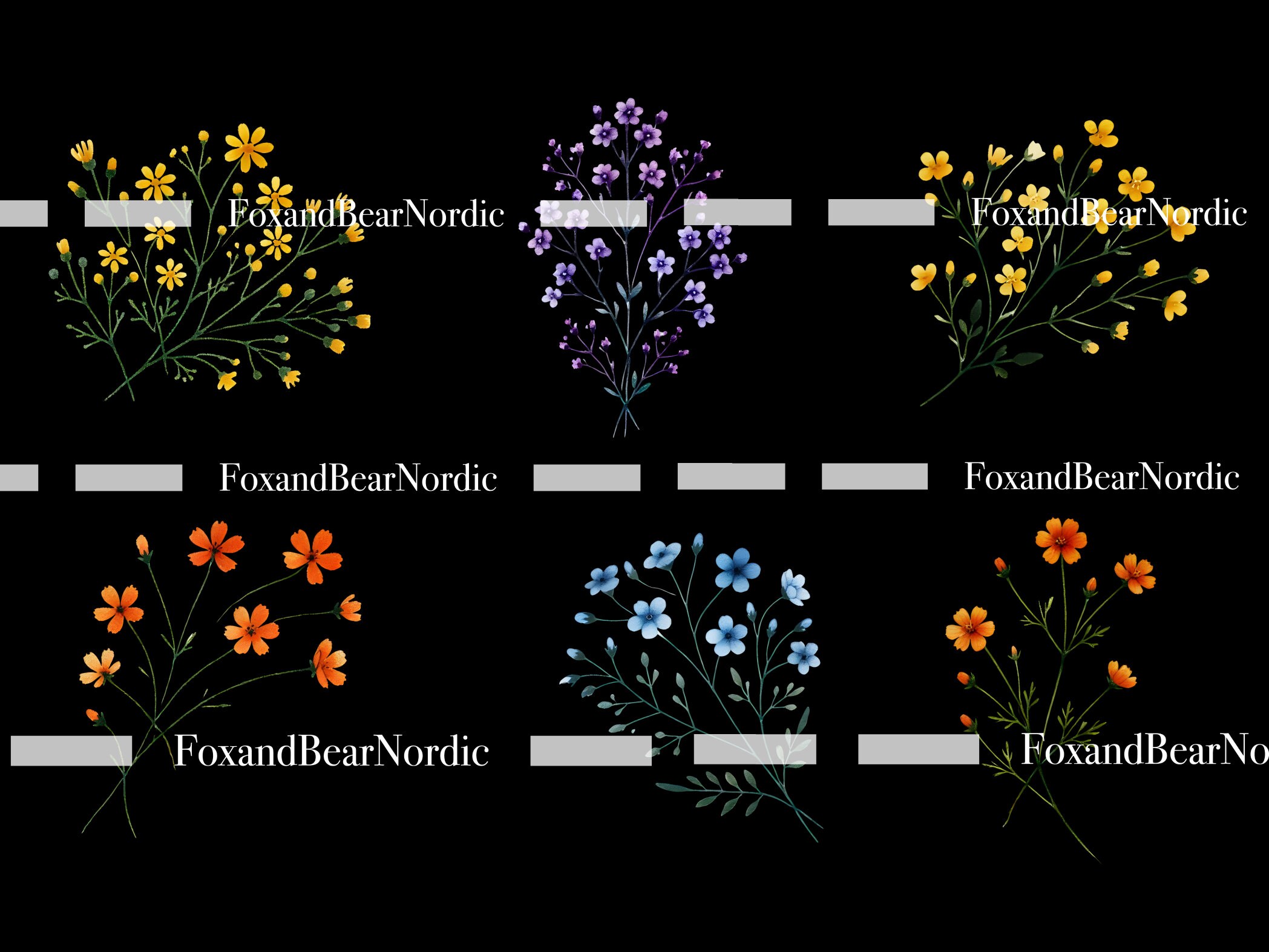Watercolor Wildflower Meadow Clipart PNG Summer Floral Wild Flowers for Print Collage Scrapbook Junk journal Meadow Flowers Commercial Use image 4