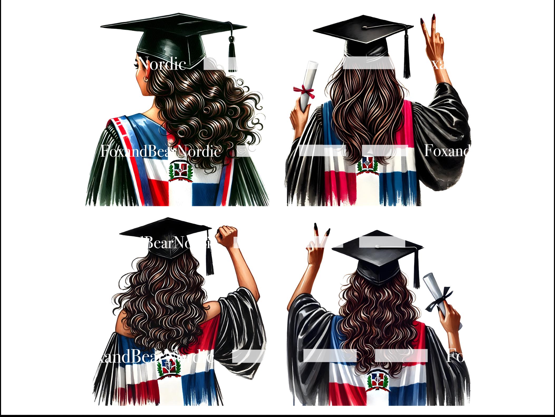 Dominican Graduation PNG Graduation Clipart Graduation Girl PNG Clipart for Graduation Cap Topper Dominican Republic Flag Commercial Use image 5