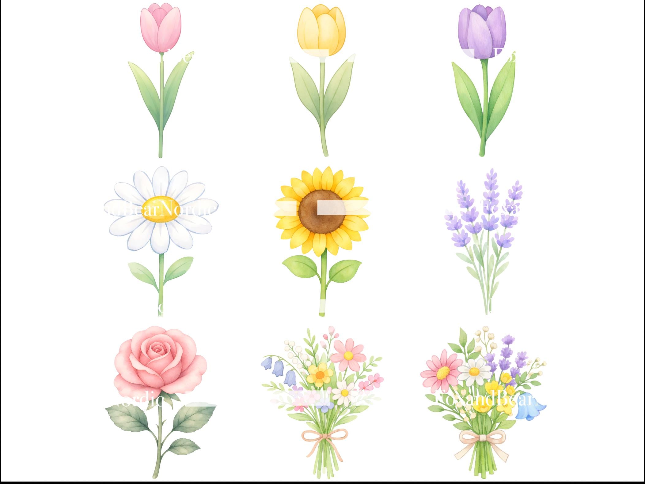 Spring Gardening Watercolor Clipart Bundle: Greenhouse, Flowers, Plants (72 PNG Files) image 4