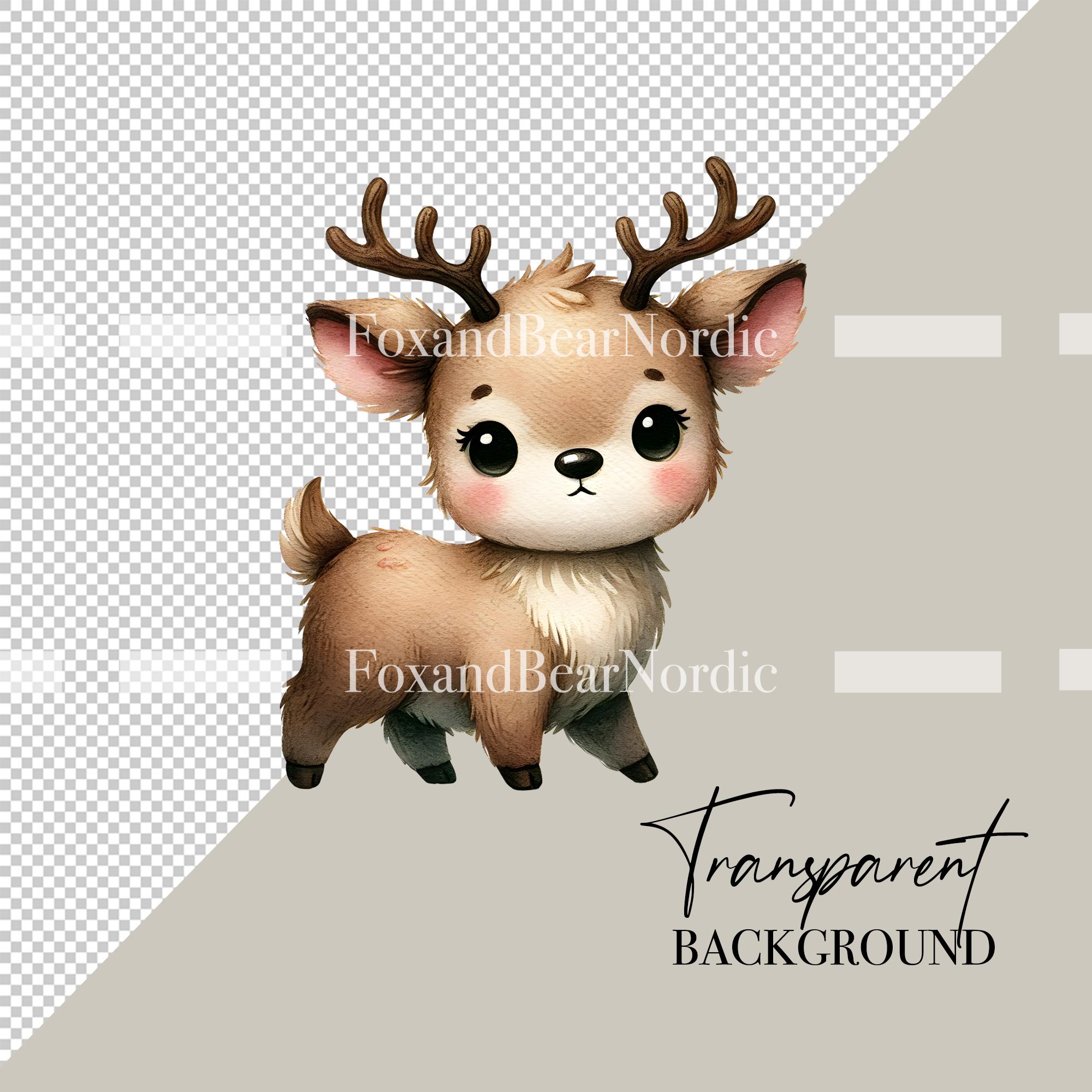 Chibi Christmas Clipart: Watercolor Santa, Tree, Nutcracker (PNG Digital Download) image 3