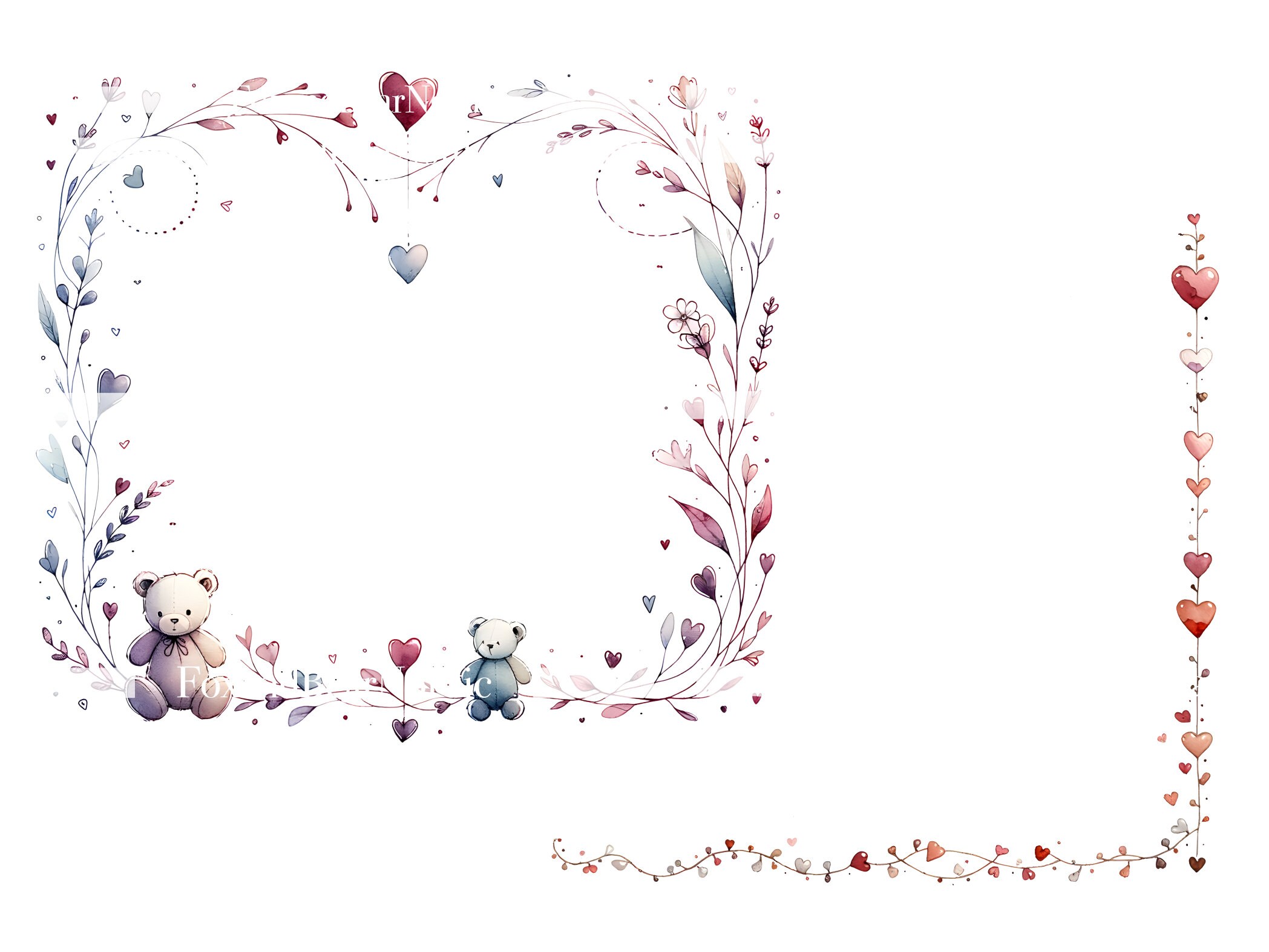 Valentine Border Watercolor Border Clipart Valentine Graphics Commercial Use Watercolor Clip Art Watercolor Clipart Digital Stickers image 5