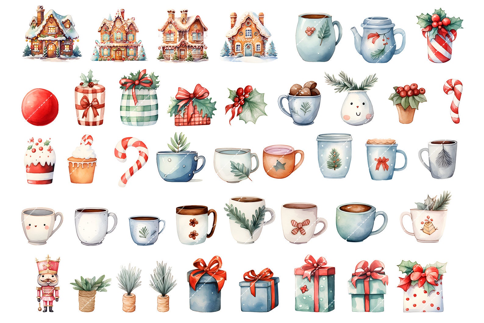 Christmas Clipart Christmas Ornament png Watercolor Clipart Christmas PNG Commercial Use Watercolor Clip Art Digital Stickers Download image 5