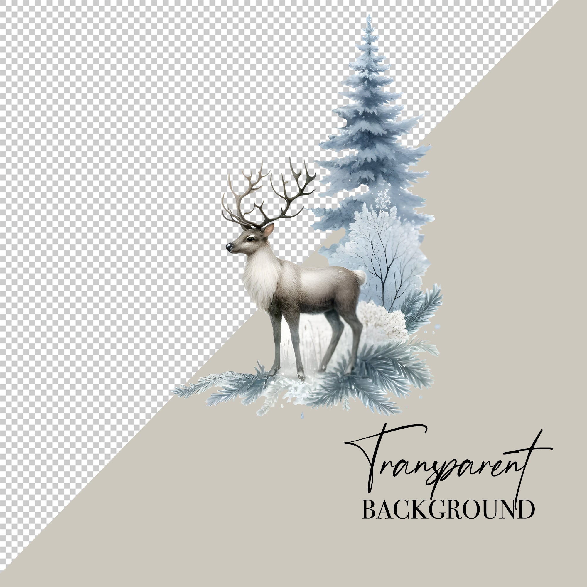 Winter Forest Decorative Border Watercolor Clipart Winter PNG Commercial Use Watercolor Clip Art Winter Clipart Digital Stickers Download image 3