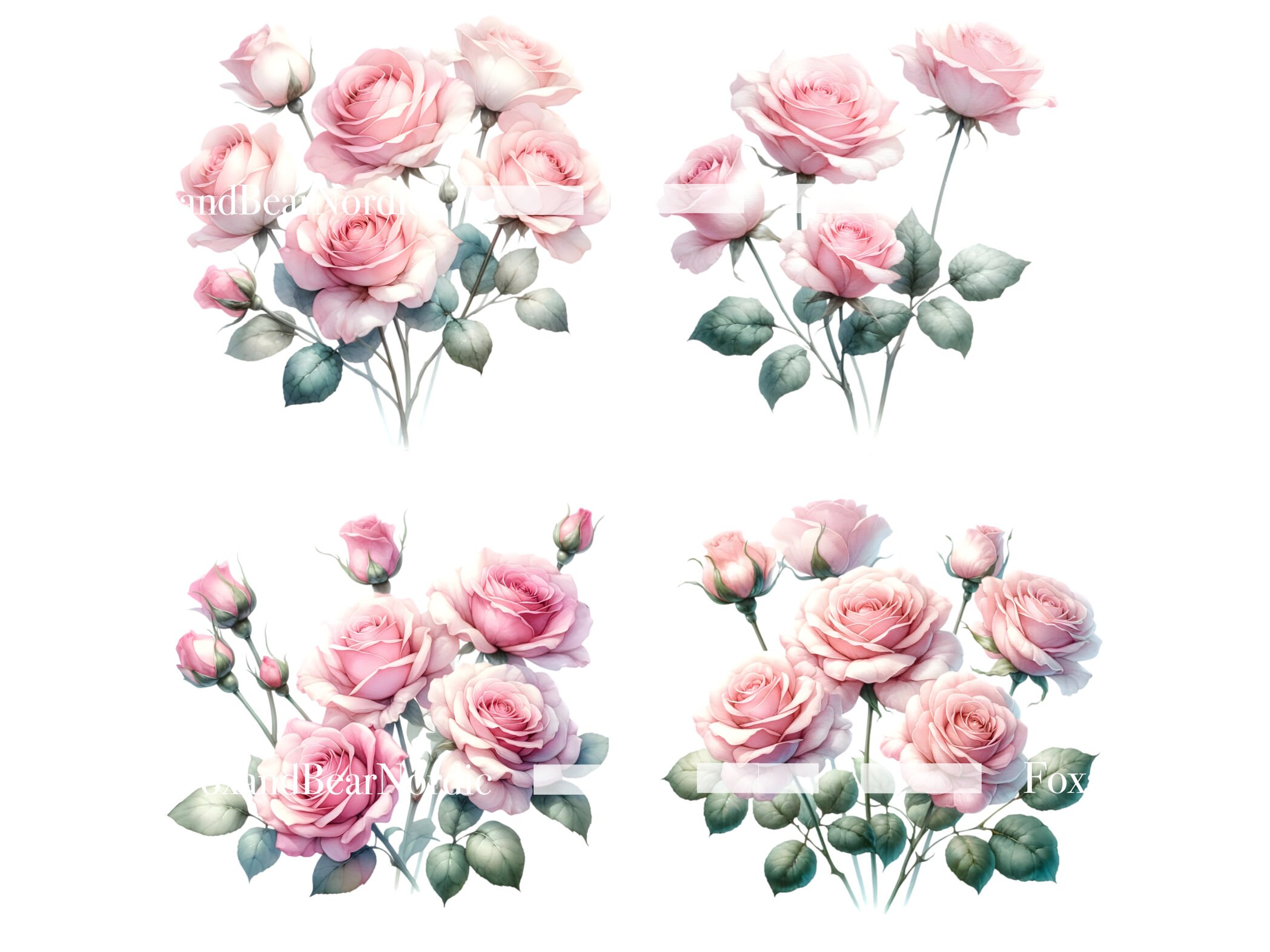 Watercolor Pink Roses Clipart Floral Clipart Watercolor Flowers Clipart Pink Floral Watercolor Clipart Wedding Clipart Mothers Day Clipart image 9
