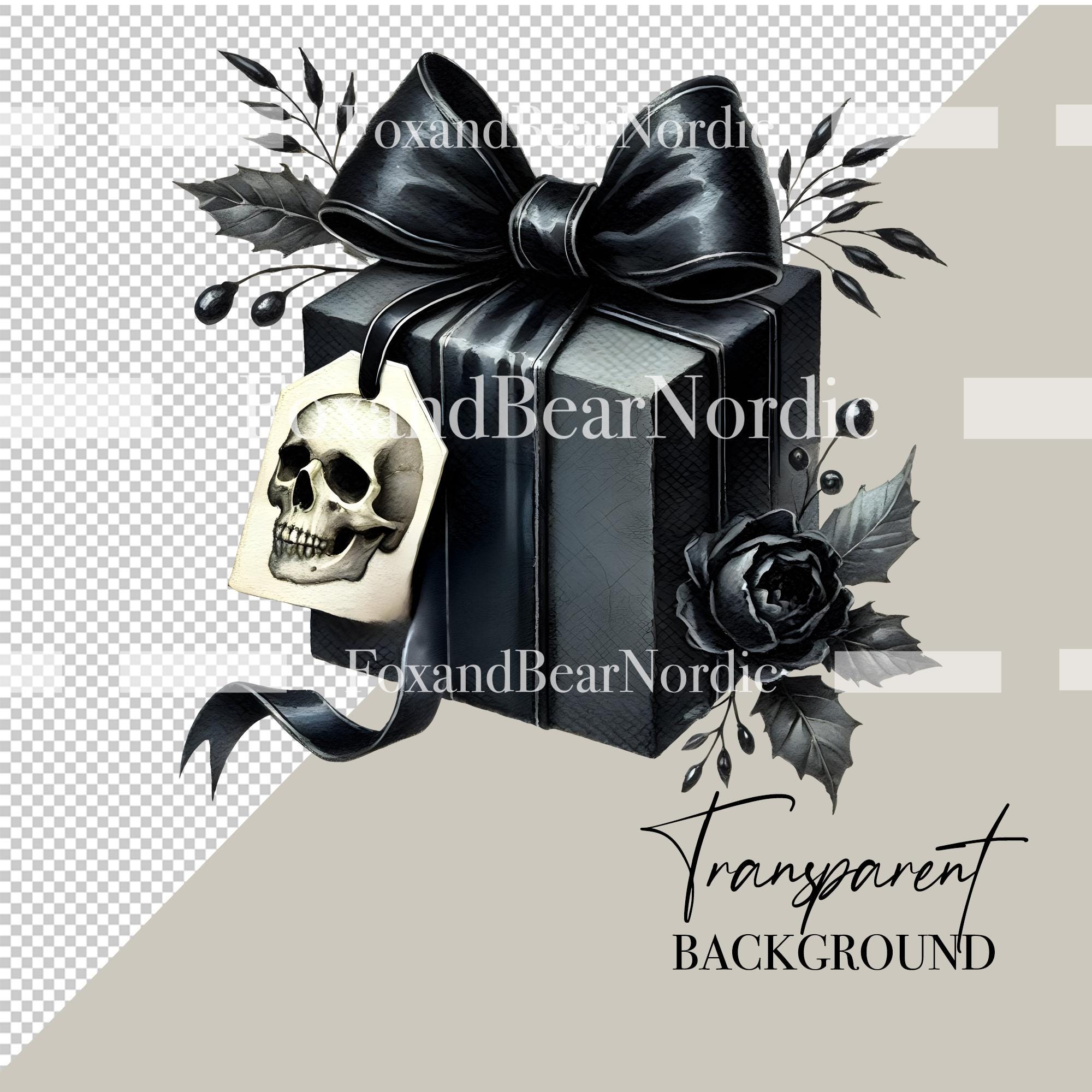 Gothmas Clipart PNG Bundle Dark Gothic Christmas Clip Art Raven Skulls Bats Ornaments Goth Spooky Holiday Occult Sublimation PNG image 3