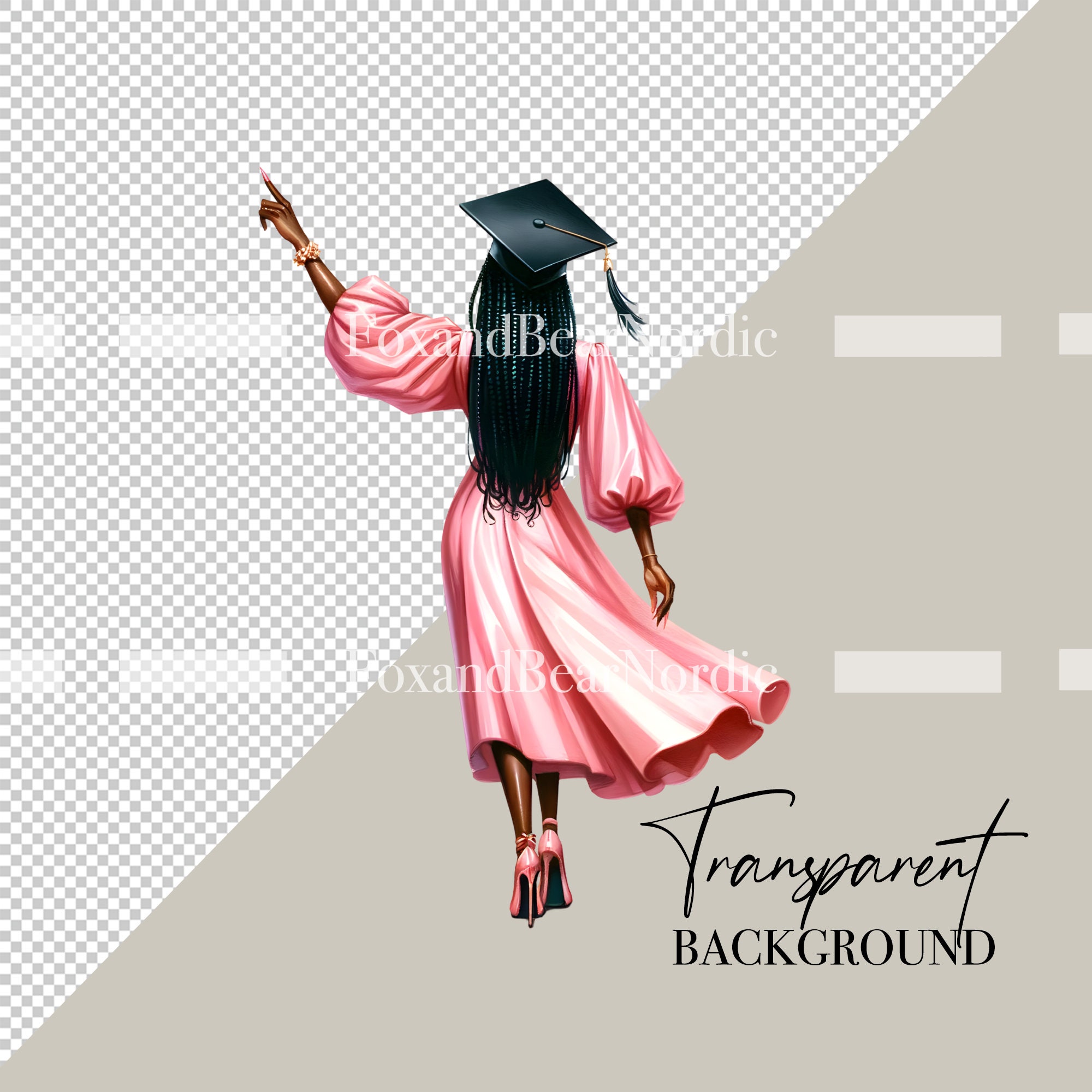 Watercolor Black Girl PNG Graduation PNG Doctor Graduation Clipart Black Woman Graduation Girl PNG Graduation Cap Topper Commercial Use 2026 image 3