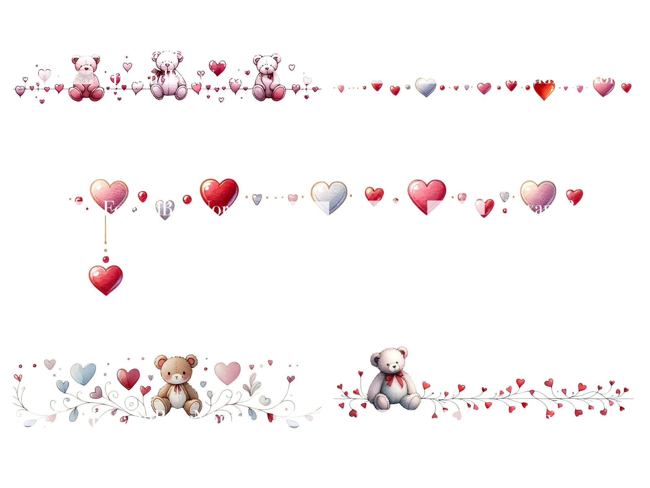 Valentine Border Watercolor Border Clipart Valentine Graphics Commercial Use Watercolor Clip Art Watercolor Clipart Digital Stickers image 9