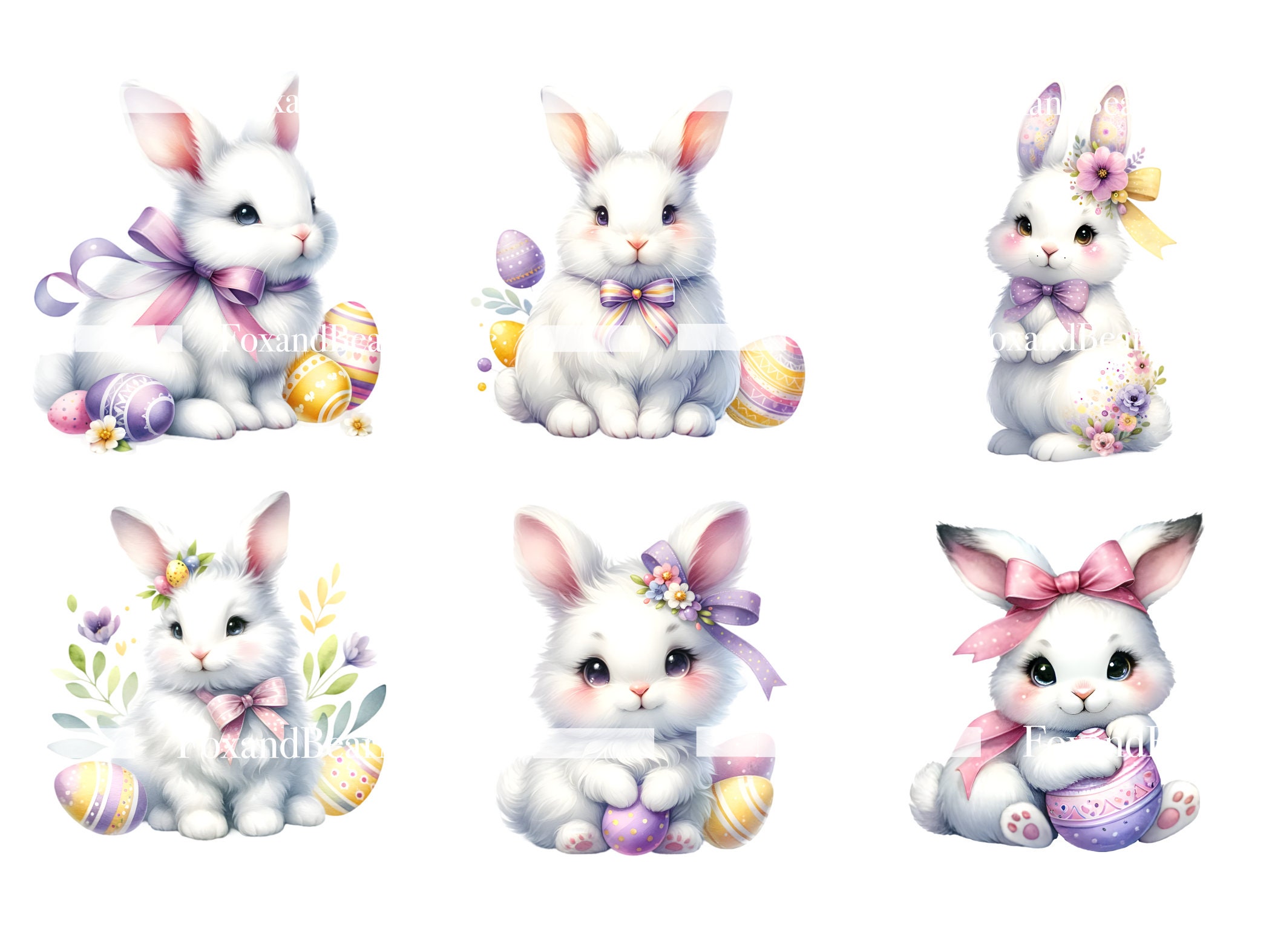 Watercolor Easter Bunny PNG Rabbit Bunny Clipart Pastel Easter PNG Watercolor Clipart Watercolor Clip Art Commercial Use Digital Download image 5