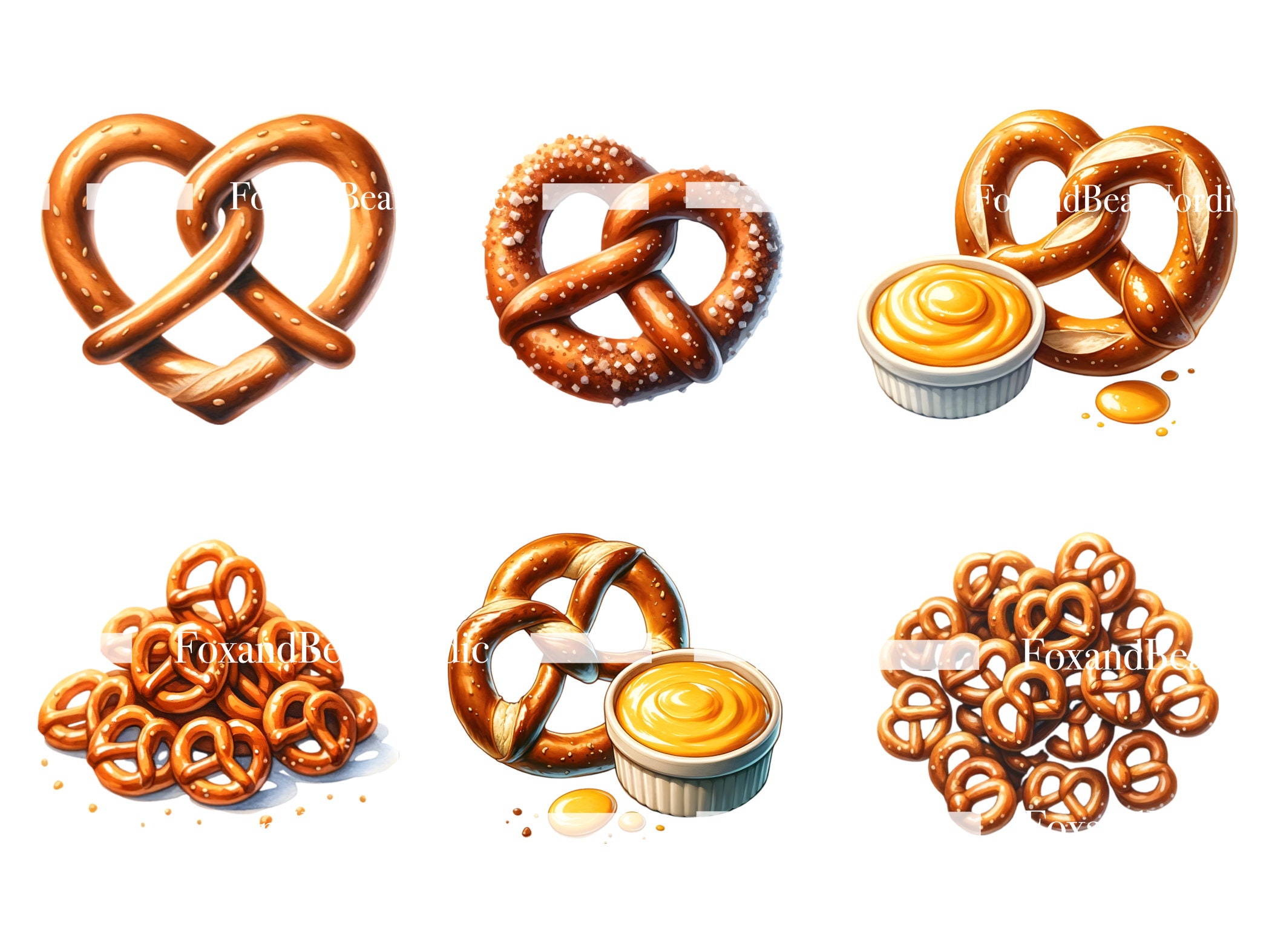 Watercolor Pretzel Clipart Pretzels Food Clipart Chocolate Pretzels Watercolor Clipart Watercolor Clip Art Digital Download Commercial Use image 7
