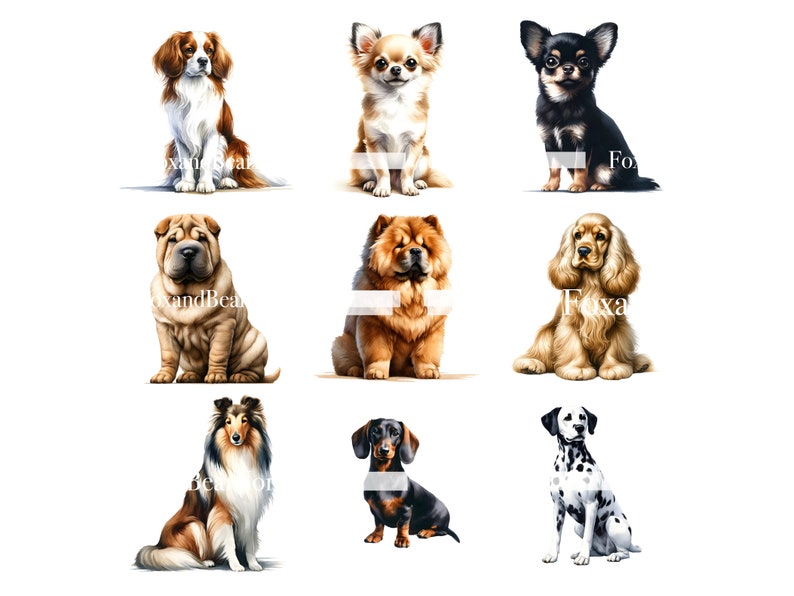 Watercolor Dog Breeds Clipart Bundle Dog PNG Golden Retriever PNG ...