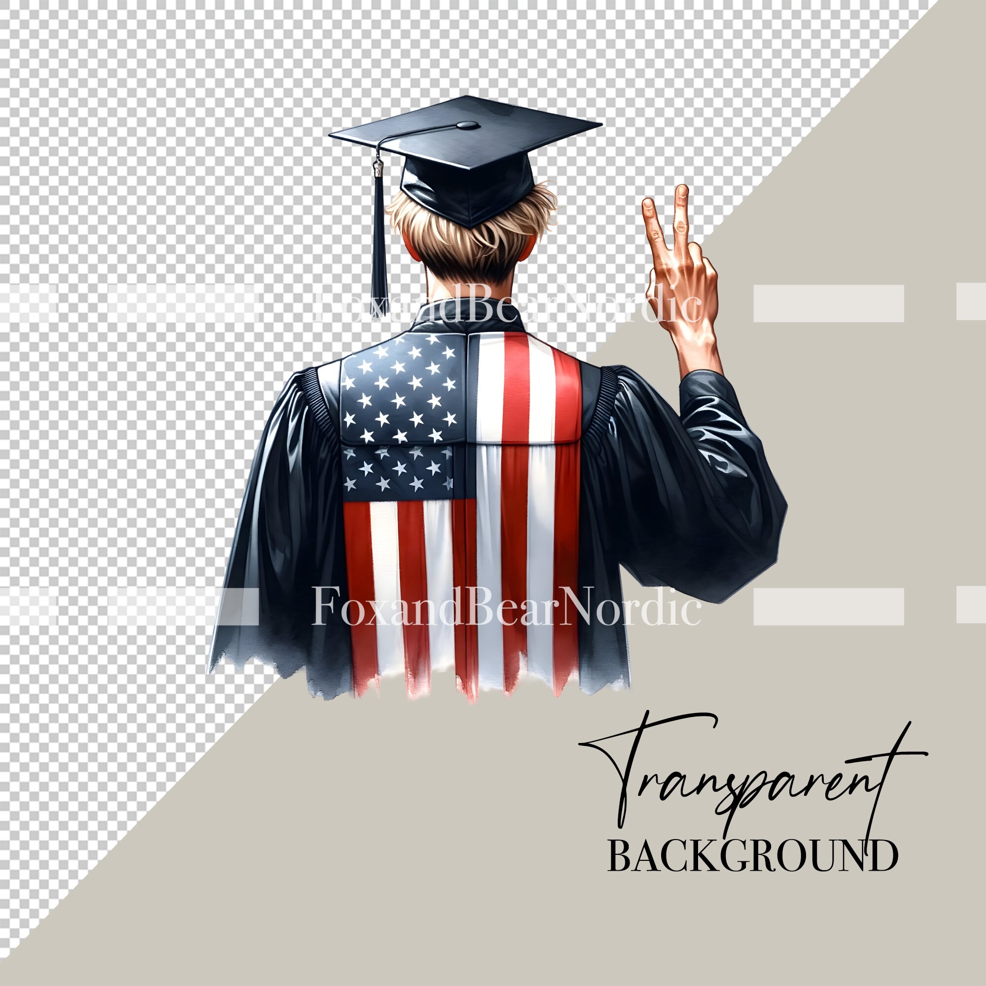 Watercolor Graduation PNG Doctor Graduation Clipart Graduation 2026 Clipart Graduation Cap American Flag Male Graduation Commercial Use image 3