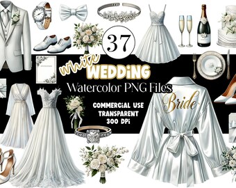 Wedding Clipart Bride Bridesmaid Wedding Robes Couple PNG Couple Clipart Wedding Graphics Bridal Clipart Bridegroom Stickers Commercial Use