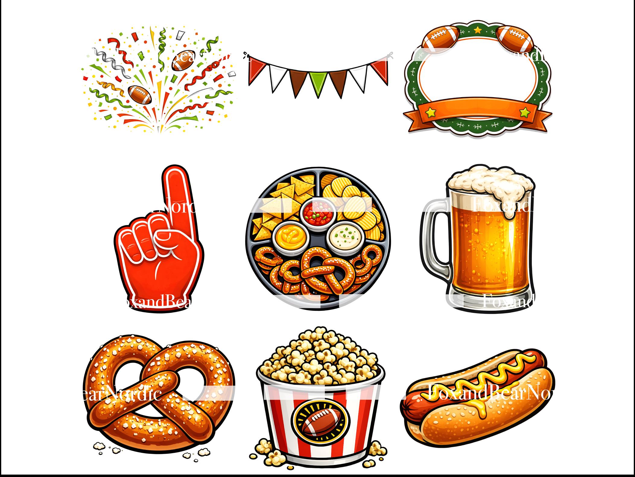 Football Game Day PNG Clipart Bundle: Sports Party Graphics (Digital Download image 5