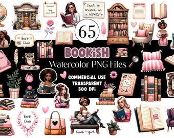 Books Clipart Bundle Bookish Stickers That Girl Planner Digital Watercolor Clipart Watercolor Clip Art Digital Stickers PNG Commercial Use