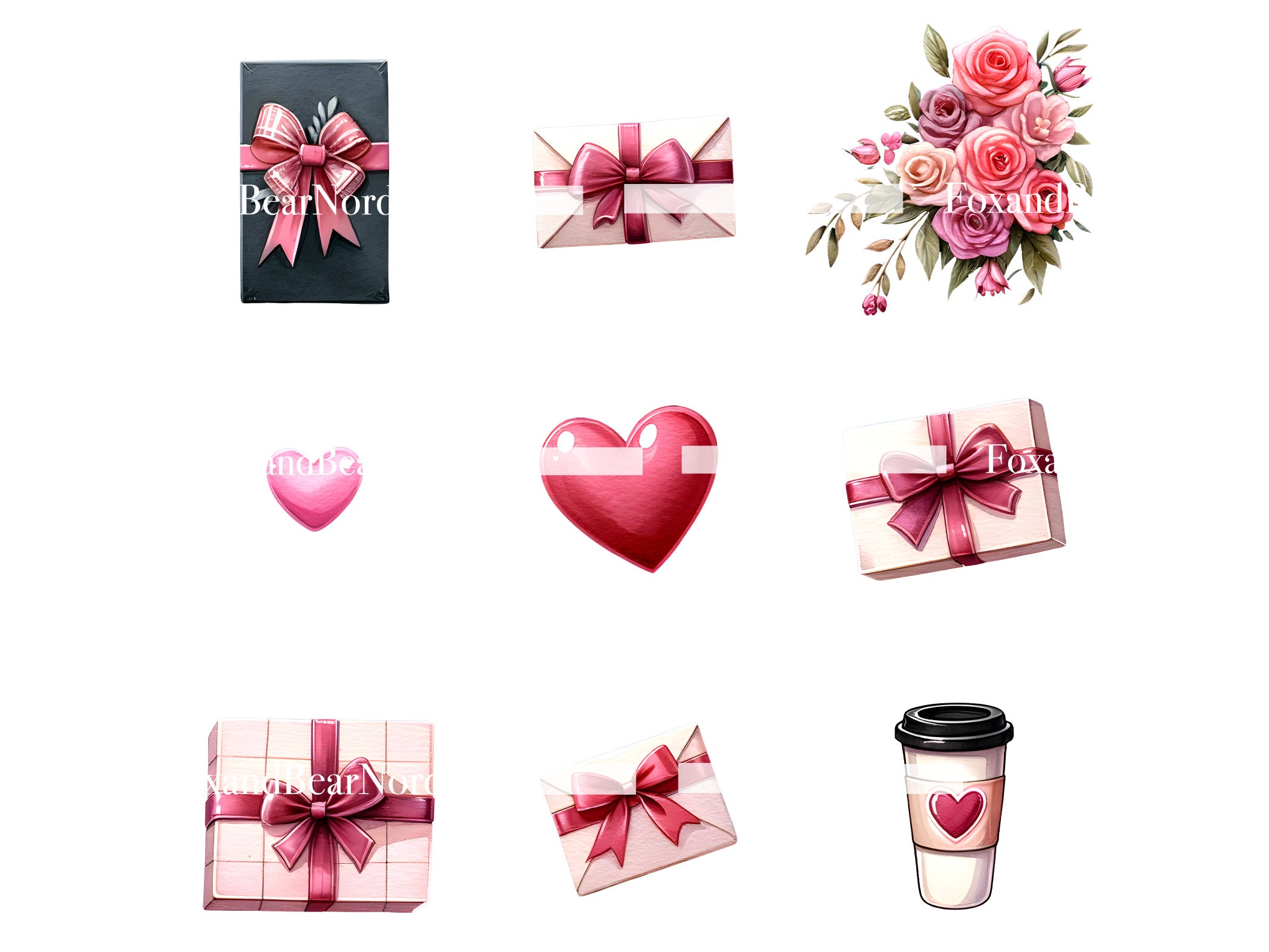 Valentines PNG Valentines Day PNG Valentine Clipart That Girl Planner Watercolor Clipart Commercial Use Watercolor Clip Art Digital Stickers image 5