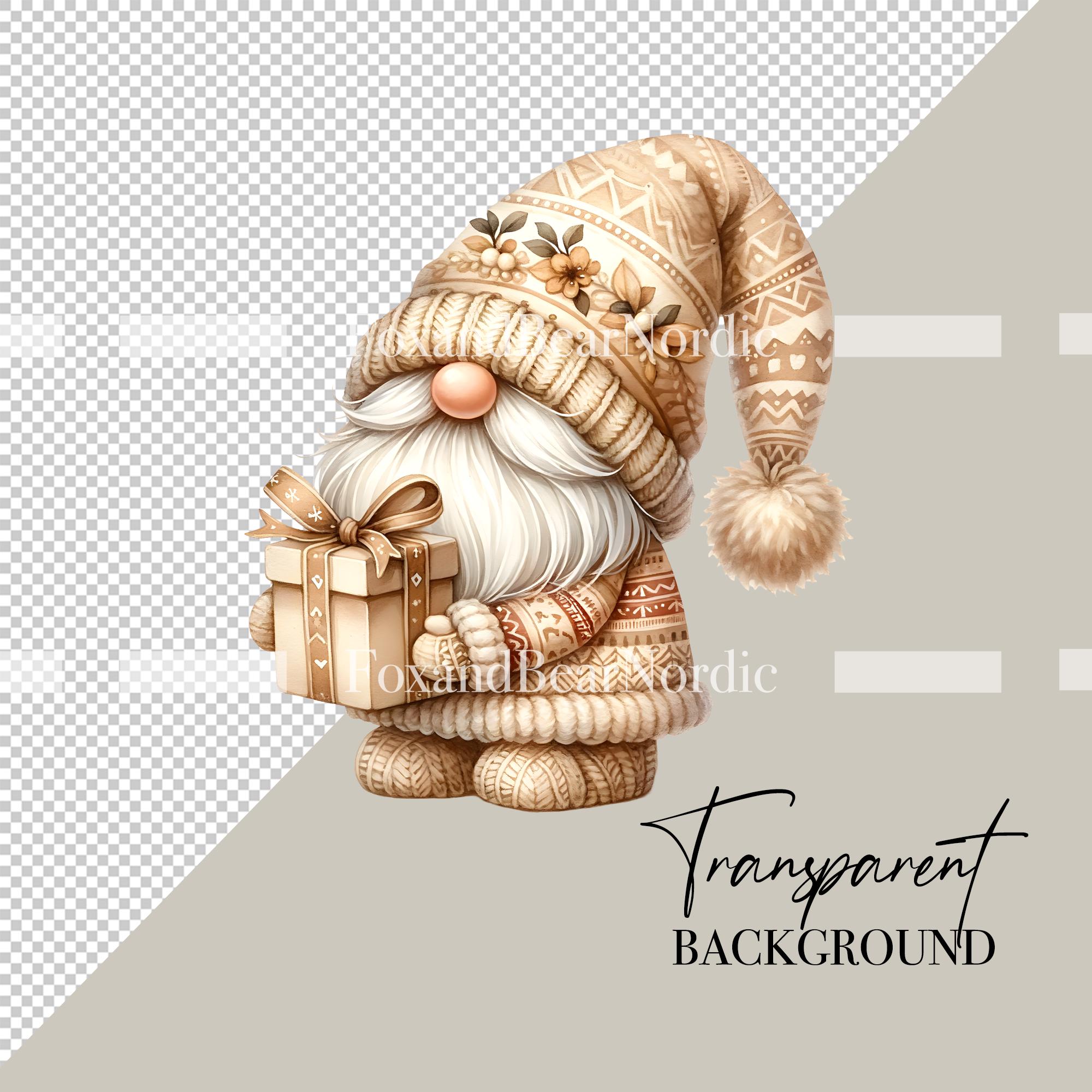 Christmas Gnomes Watercolor Clipart: Knit Gold PNG (18 Files) image 3