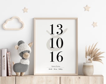 Birth Details Print Baby Birth Stats Print Birth Announcement Personalized Gift Printable Nursery Decor Custom Baby Gift DIGITAL DOWNLOAD