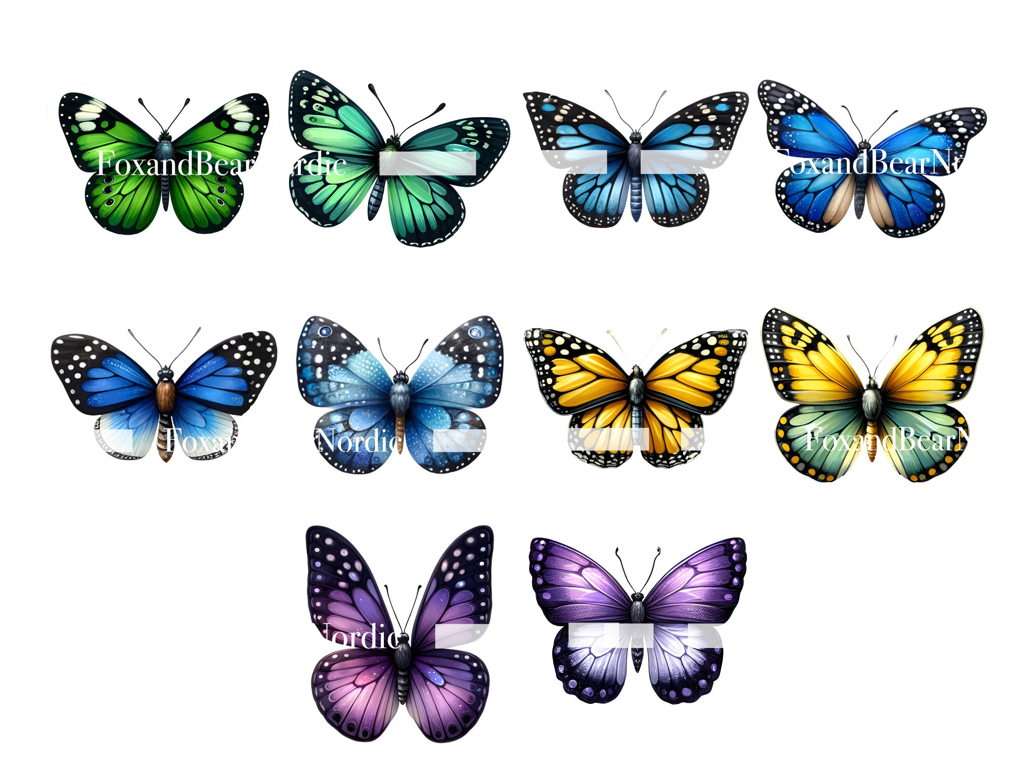 Watercolor Butterfly Clipart Butterflies PNG Bundle Watercolor Clipart Commercial Use Watercolor Clip Art Digital Stickers Download image 7