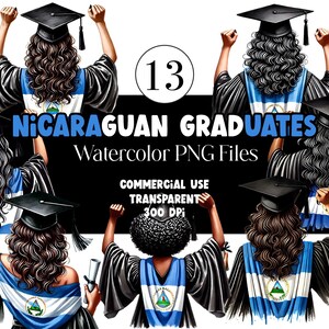 Graduación nicaragüense PNG, clipart de graduación, chica graduada PNG, clipart para birrete de graduación, bandera de Nicaragua, graduación latina 2025