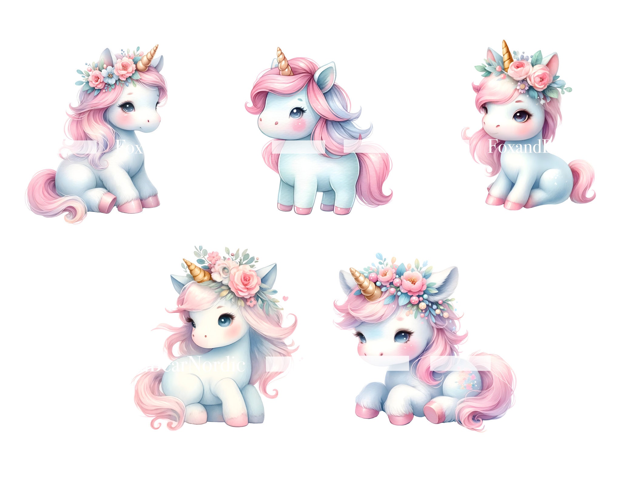 Watercolor Baby Unicorn PNG Unicorn Clipart Unicorn Birthday Clip art Magical Clipart Kids Unicorns Rainbow Unicorn PNG Horse Commercial Use image 4