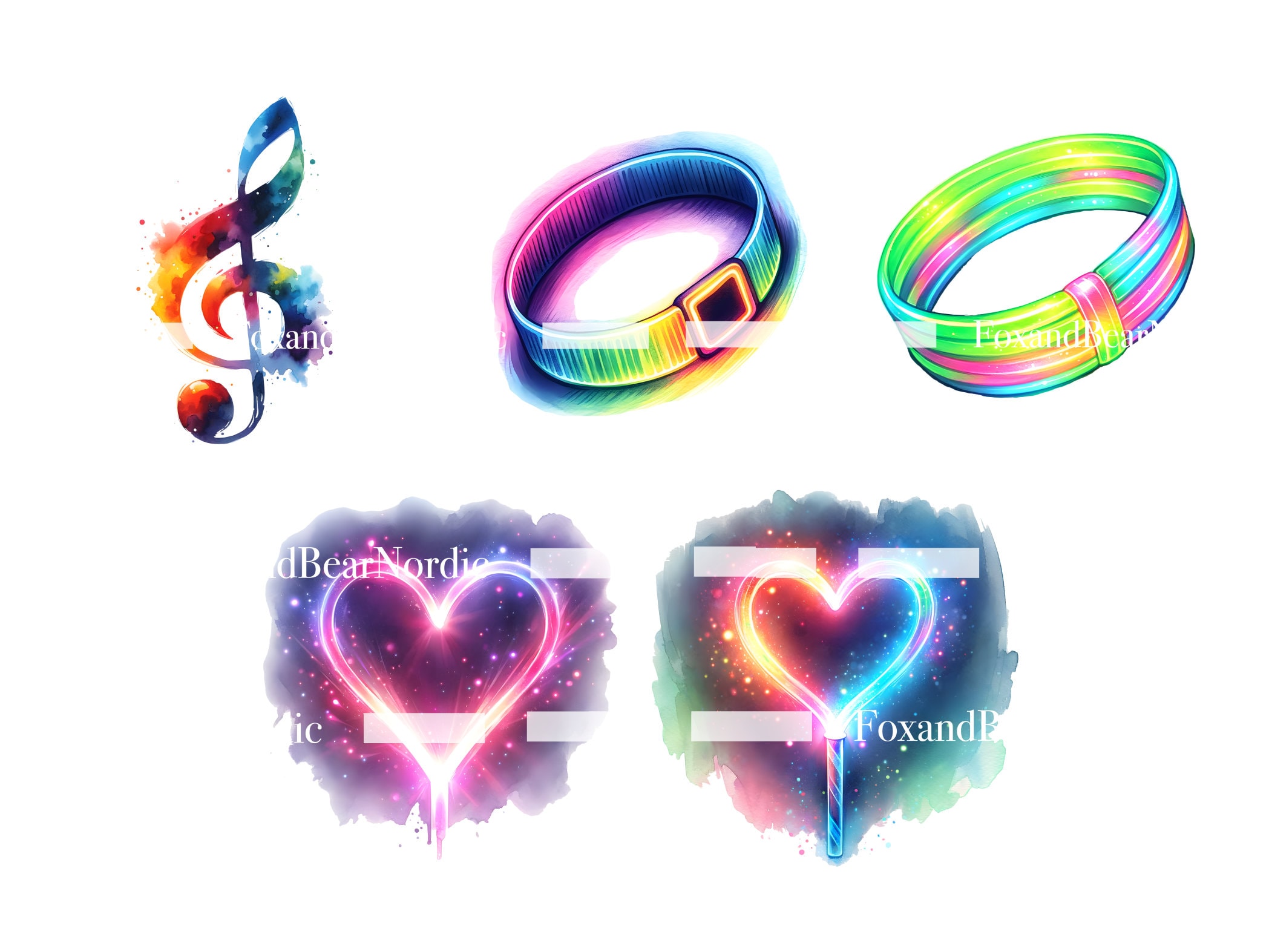 Summer Festival Clipart Best Friends Clipart Music Notes Clipart Concert Scrapbooking Watercolor Clipart Watercolor Clip Art Commercial Use image 7