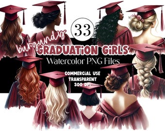 Burgundy Watercolor Graduation PNG Doctor Graduation Clipart Graduation Girl PNG Graduation Cap Topper Clipart Black Girl PNG Commercial Use