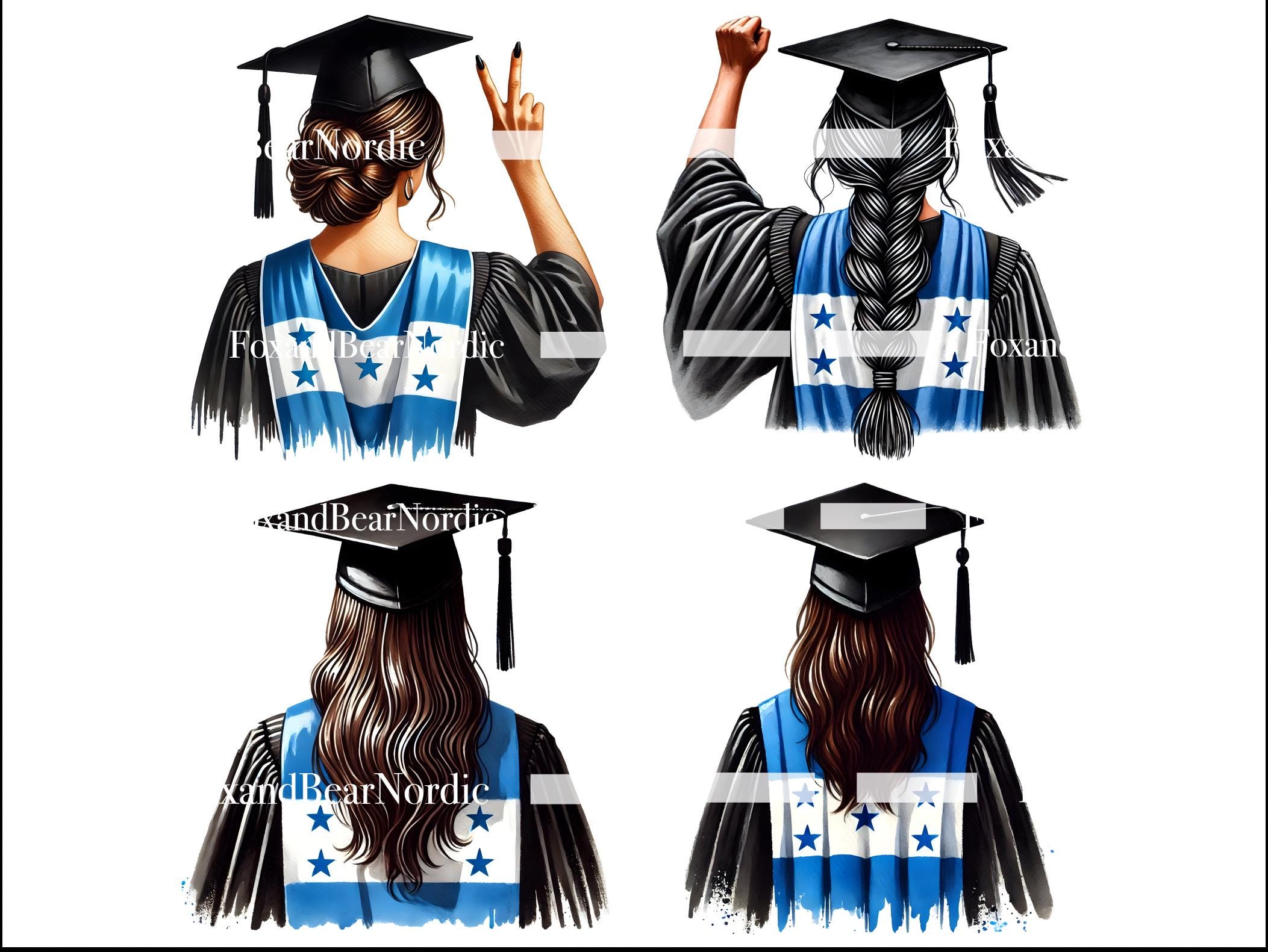 Honduran Graduation PNG Graduation Clipart Graduation Girl PNG Clipart for Graduation Cap Topper Honduras Flag Hispanic Graduation 2026 image 4