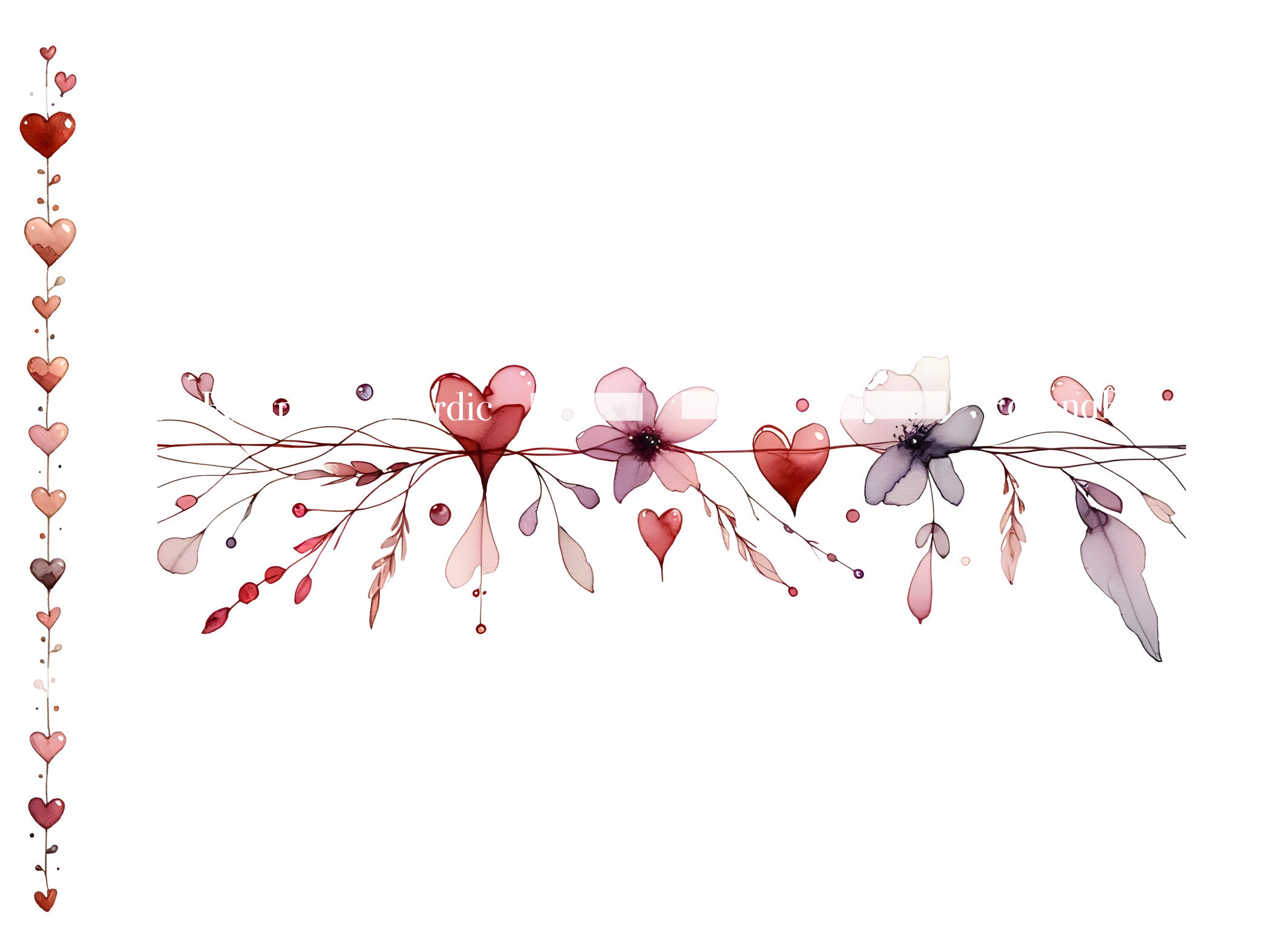 Valentine Border Watercolor Border Clipart Valentine Graphics Commercial Use Watercolor Clip Art Watercolor Clipart Digital Stickers image 8