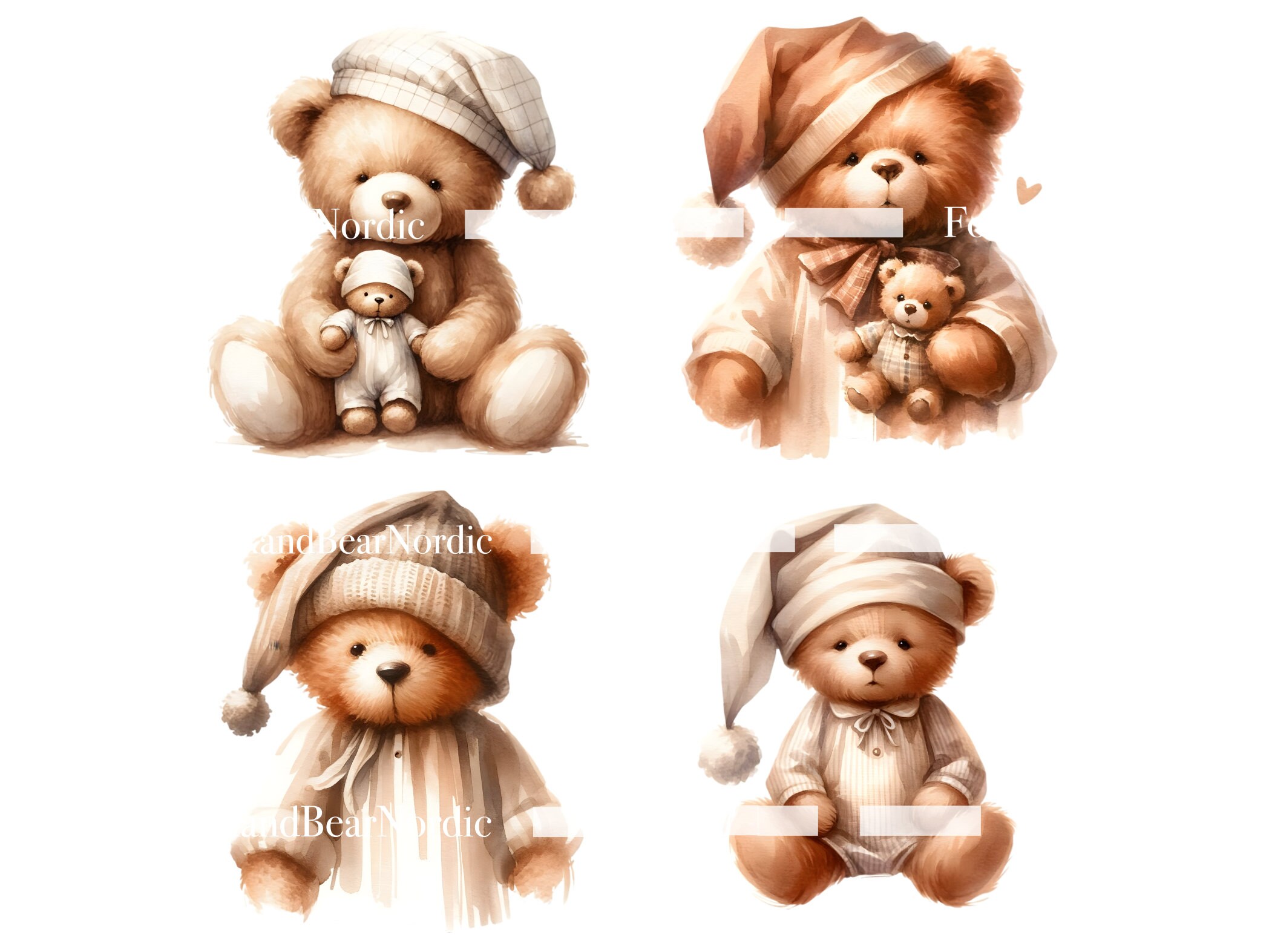 Watercolor Teddy Bear Clipart Cute Teddy Bear Clip Art Teddy Bear PNG Watercolor Clipart Watercolor Clip Art Commercial Use Instant Download image 8